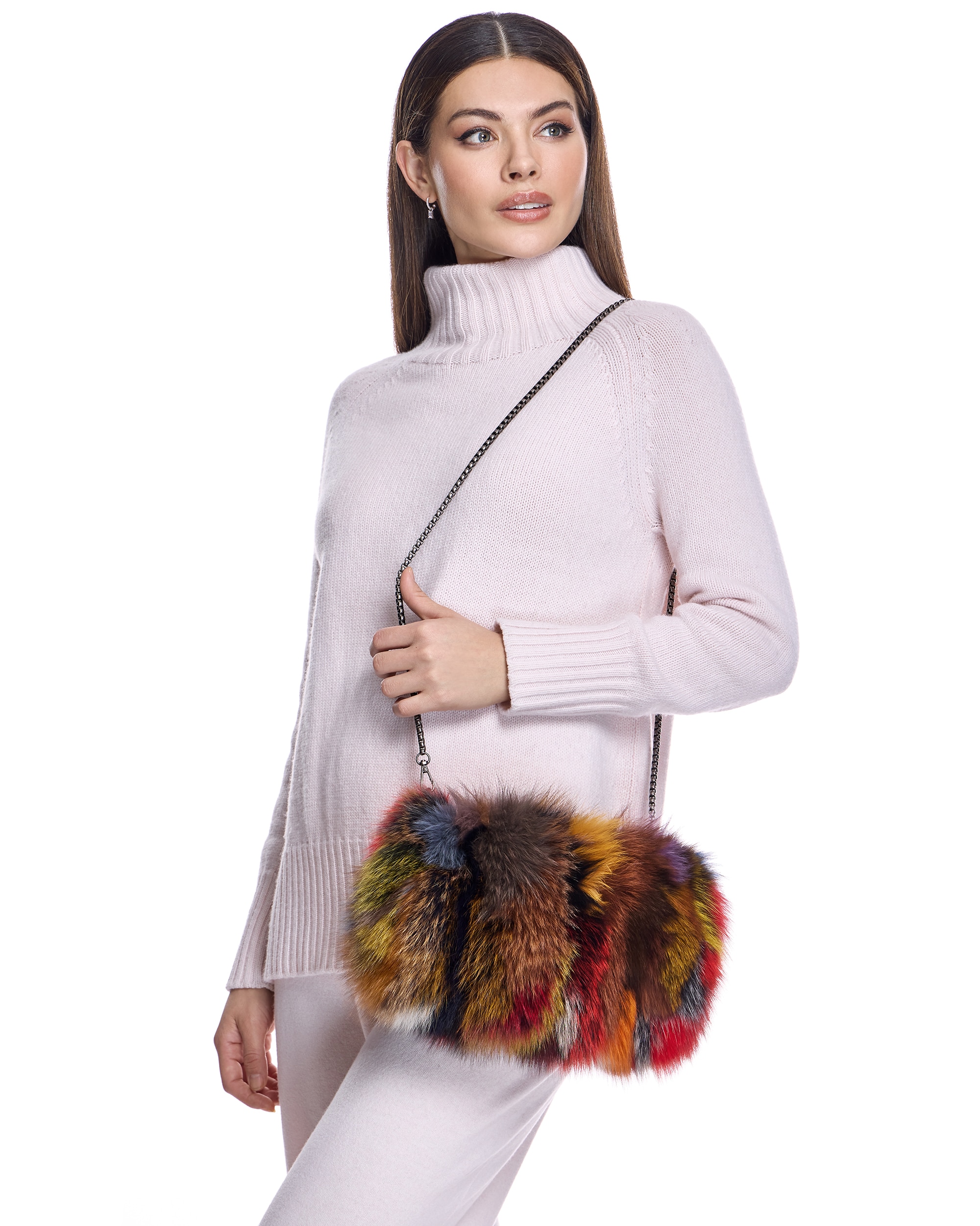 Bolso de fiesta de pelo de zorro - Maximilian - Multicolor Multicolor-5