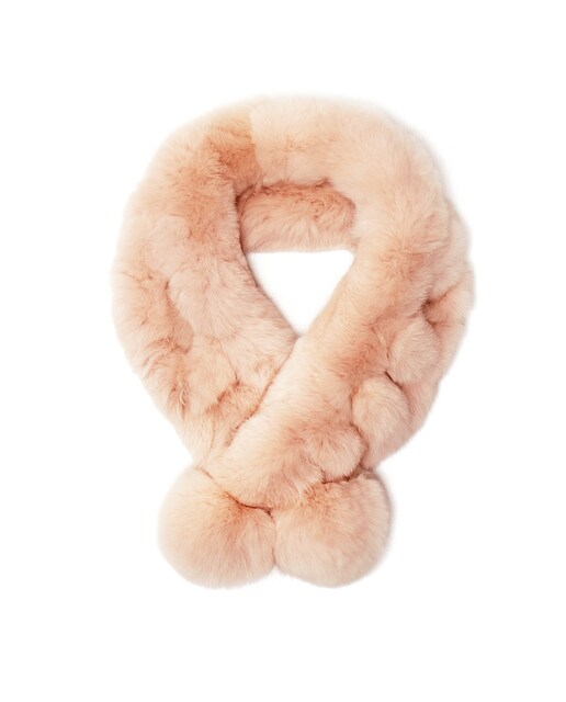 Imagen 0 de Bufanda de pelo de rex en color rosa con pompones en los extremos