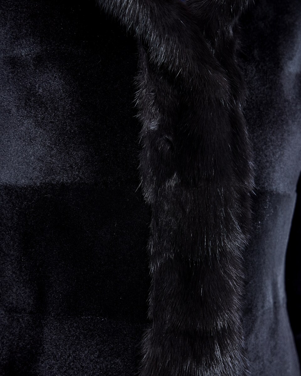 Abrigo de visón rasado con marta cibelina y capucha · Maximilian