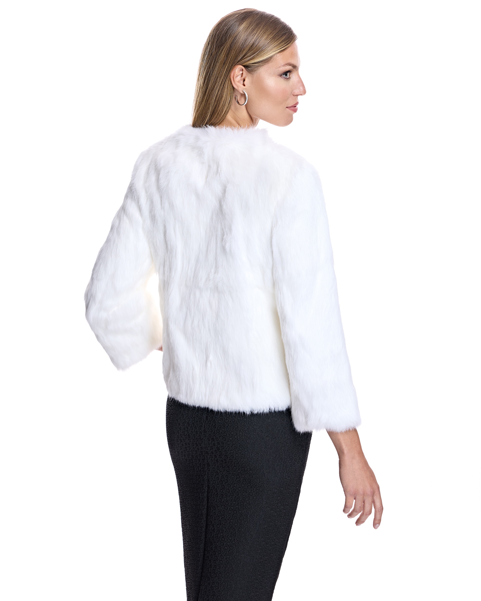 Chaqueta de pelo de mujer de conejo - Maximilian - Blanco Blanco-3