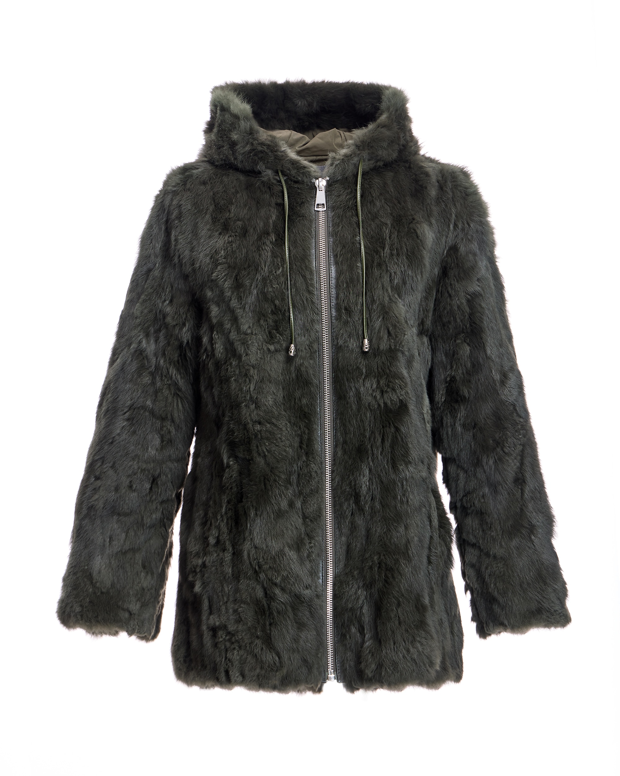 Chaqueta de pelo de mujer de rabbit con capucha - Maximilian - Kaki Kaki-6