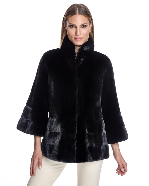 Imagen 0 de Chaqueta de pelo de mujer de visón con bajo y puños en horizontal
