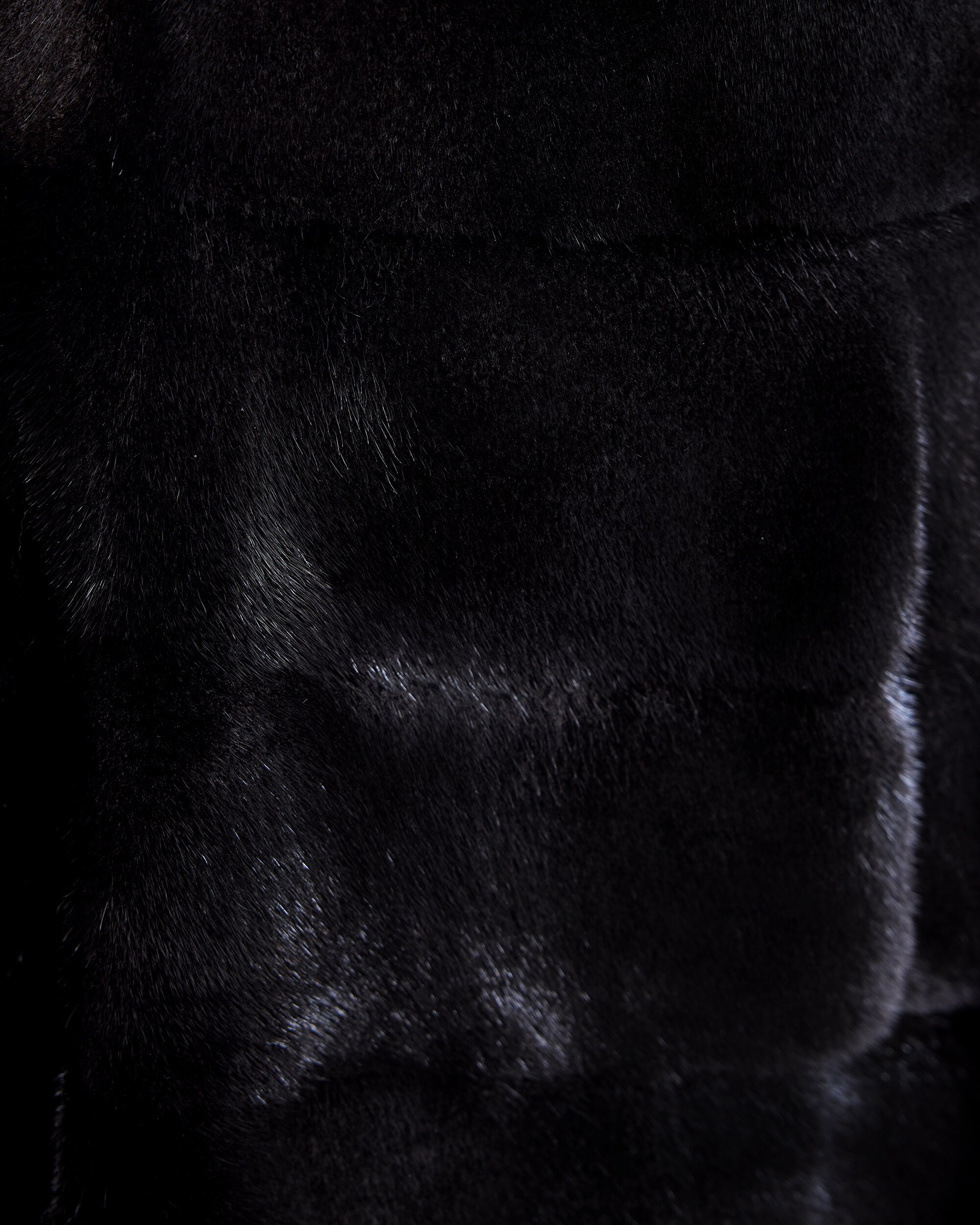 Chaqueta de pelo de mujer de visón con bajo y puños en horizontal - Maximilian - Negro Negro-5