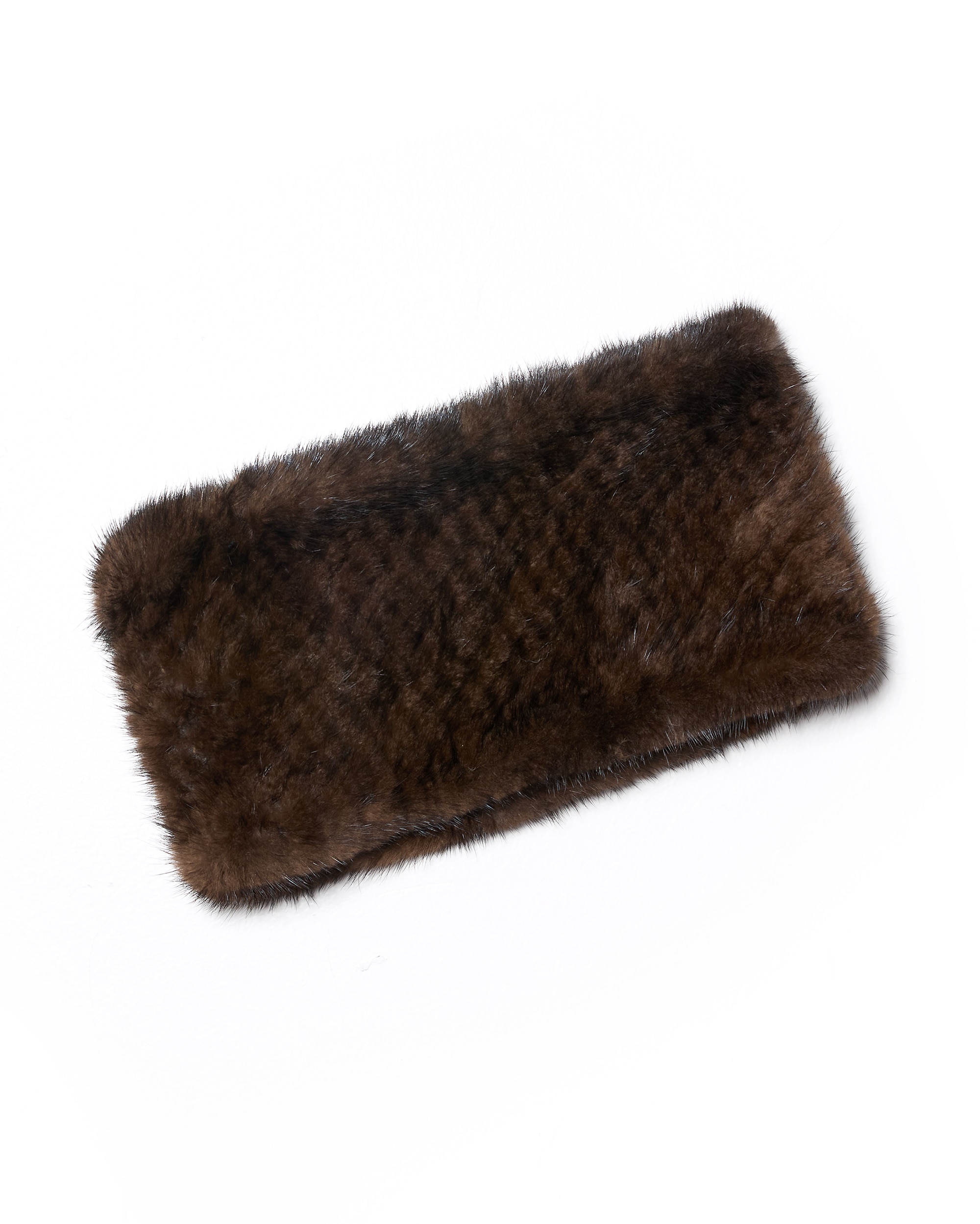 Maximilian - Cinta de pelo de visón tricotado en color marrón.