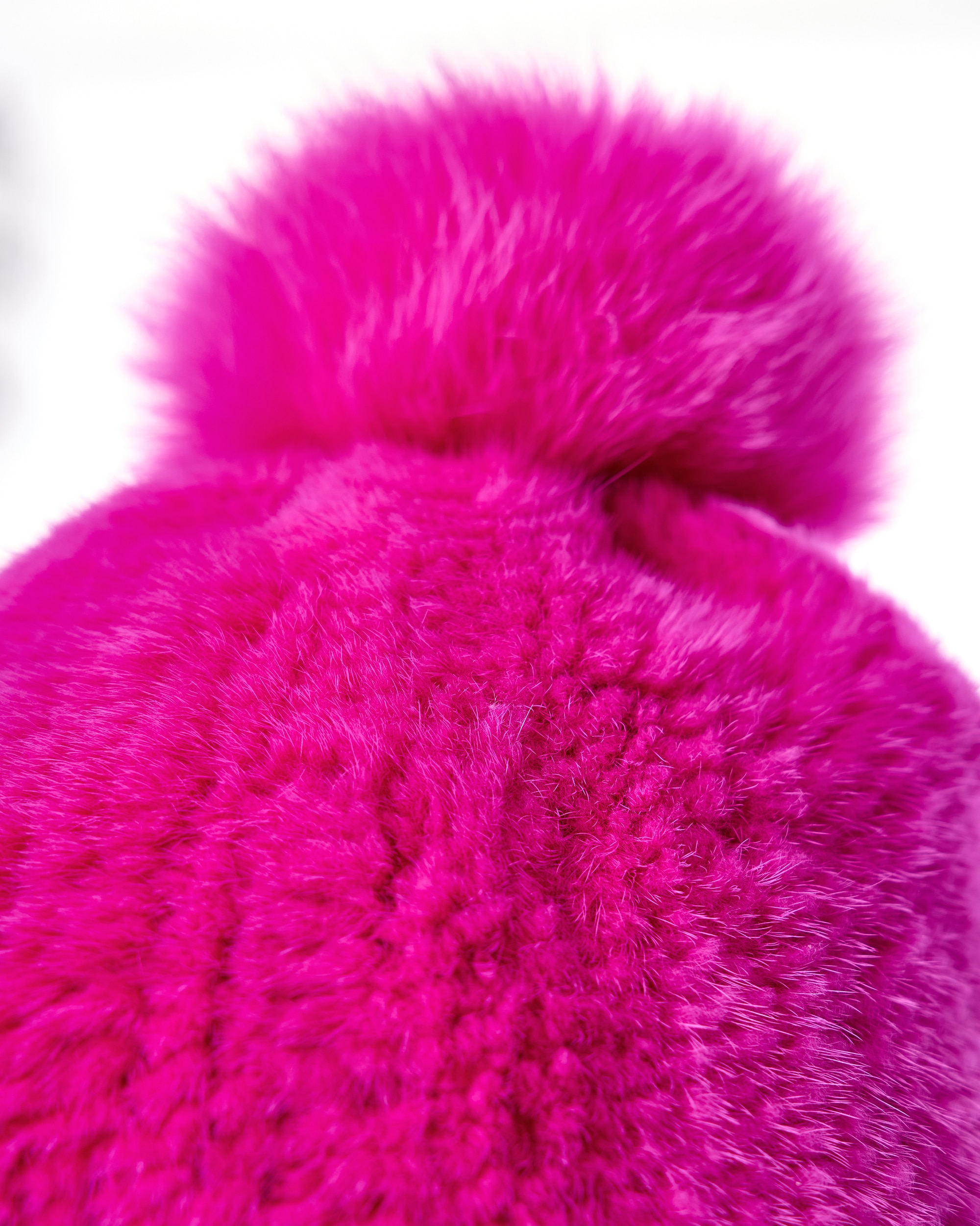 Gorro de pelo de visón con pompón de zorro en color - Maximilian - Fucsia Fucsia-2