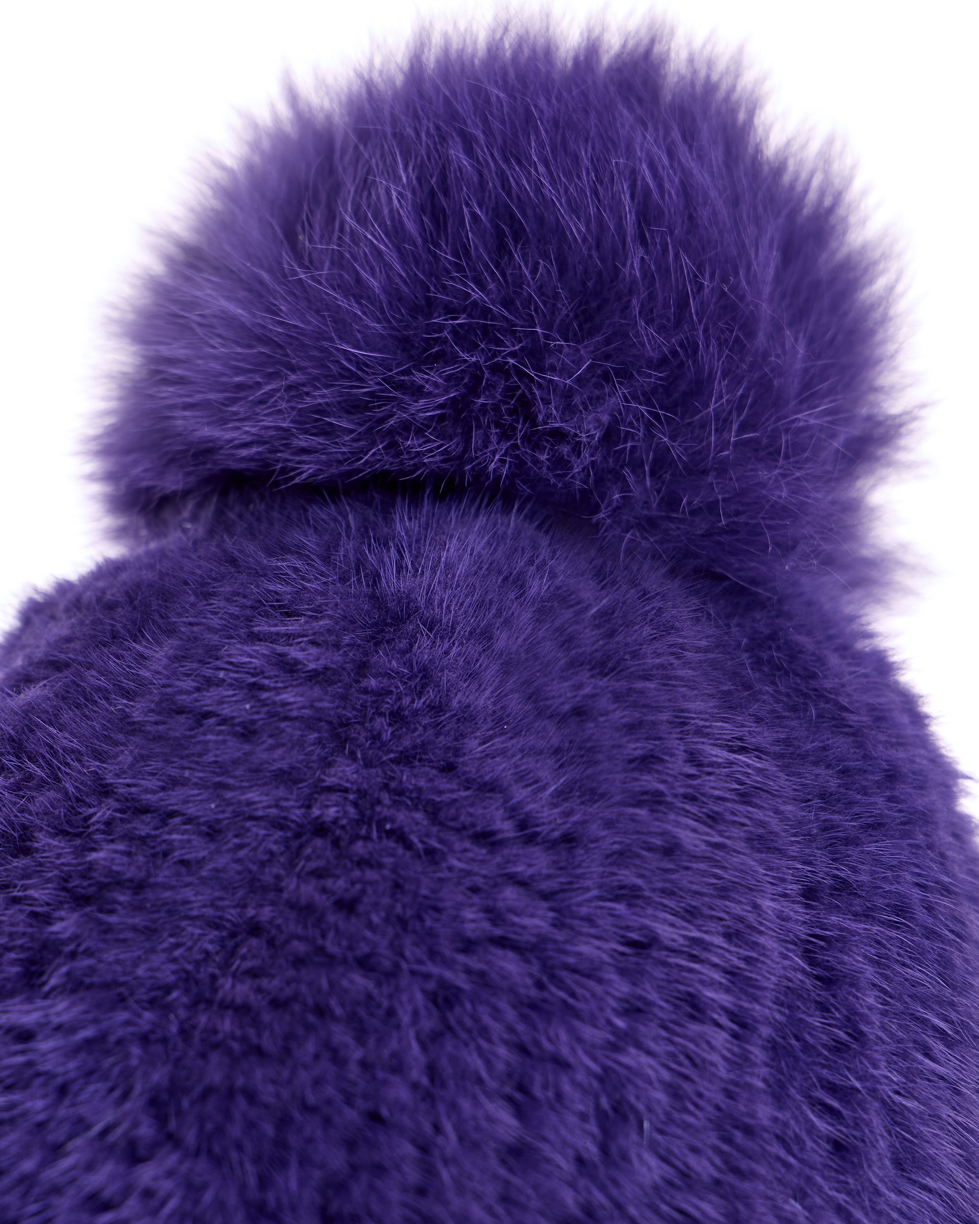 Gorro de pelo de visón con pompón de zorro en color - Maximilian - Púrpura Púrpura-2