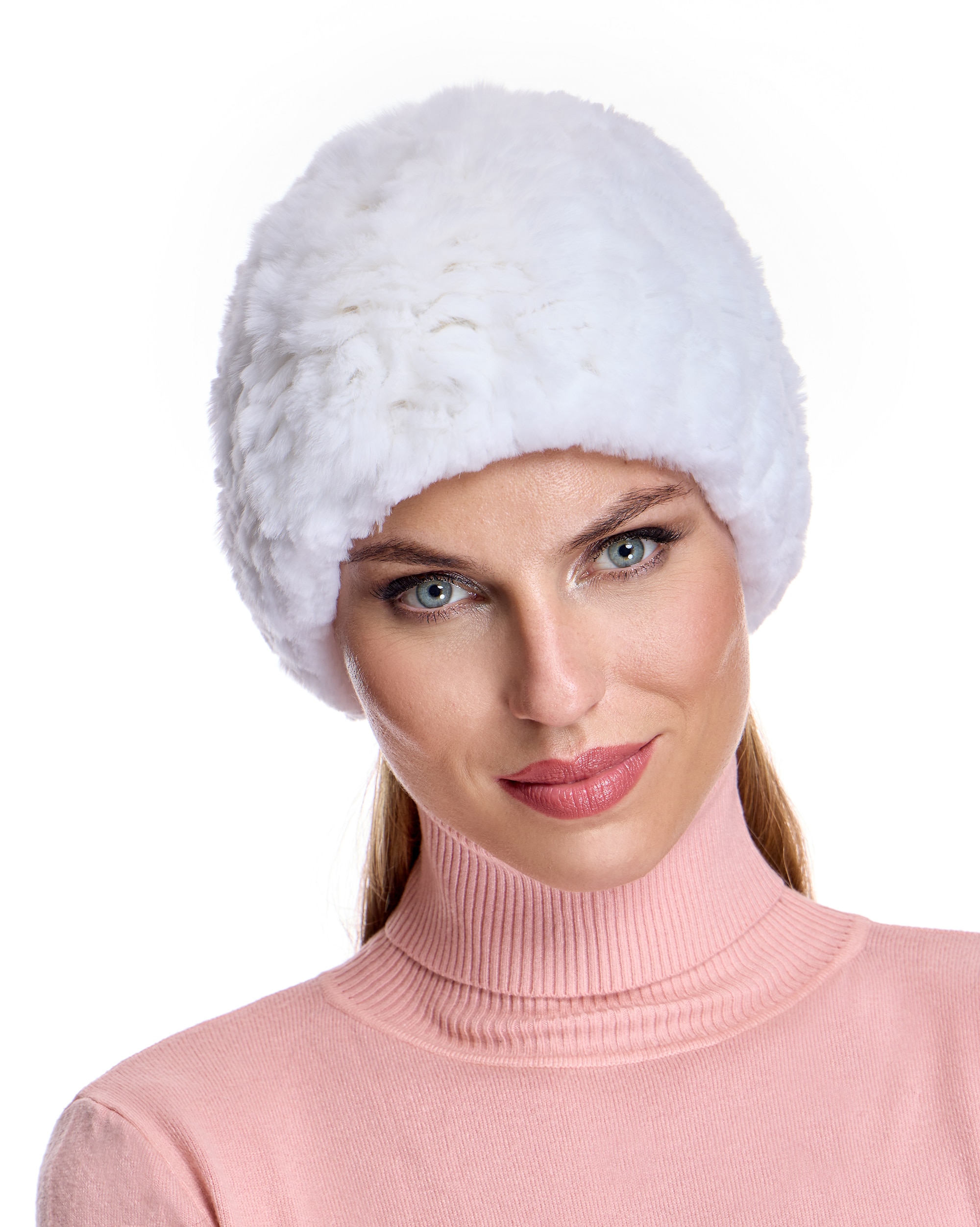 Gorro de pelo de rex en color - Maximilian - Blanco Blanco-3