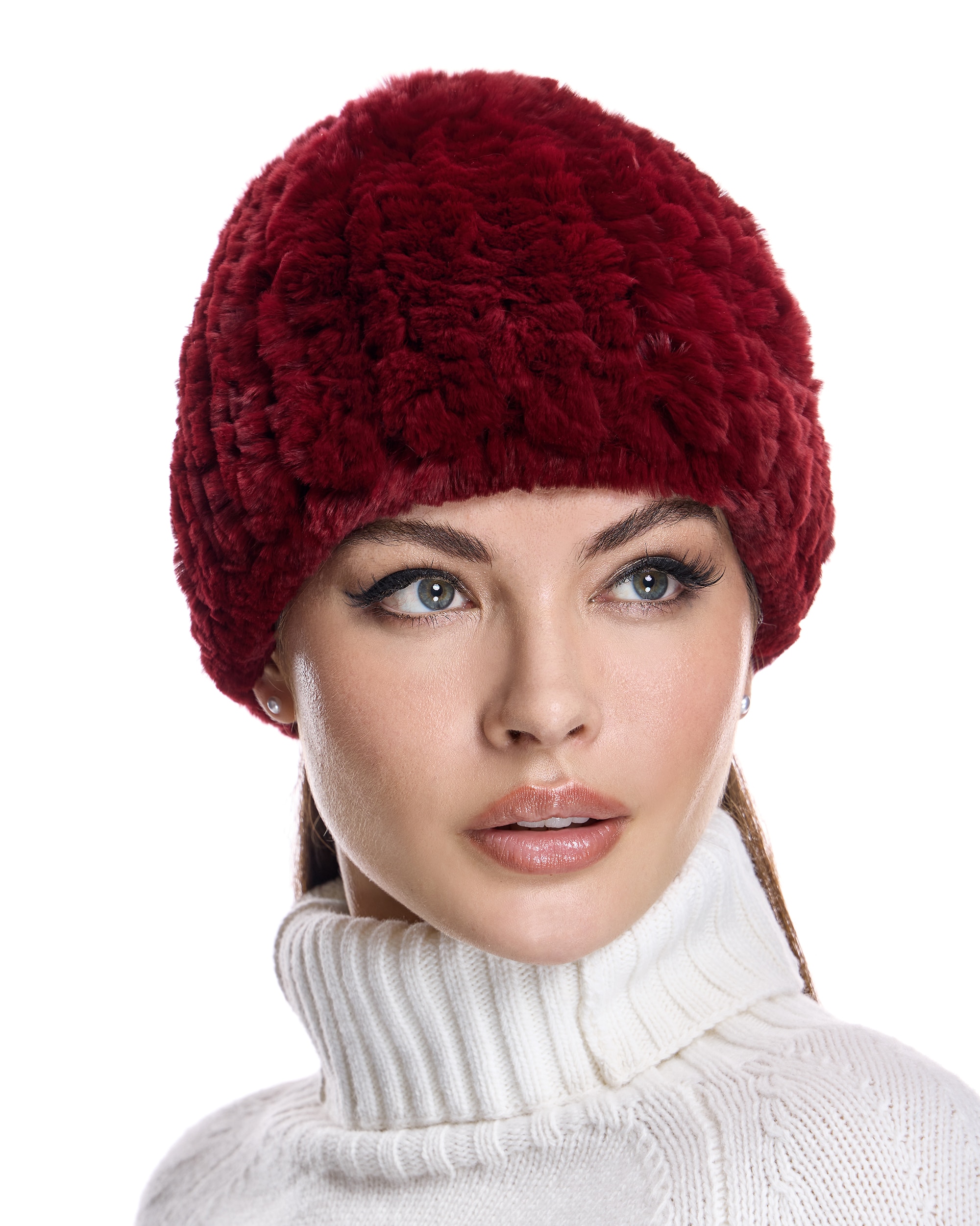 Gorro de pelo de rex en color granate - Maximilian - Burdeos Burdeos-3