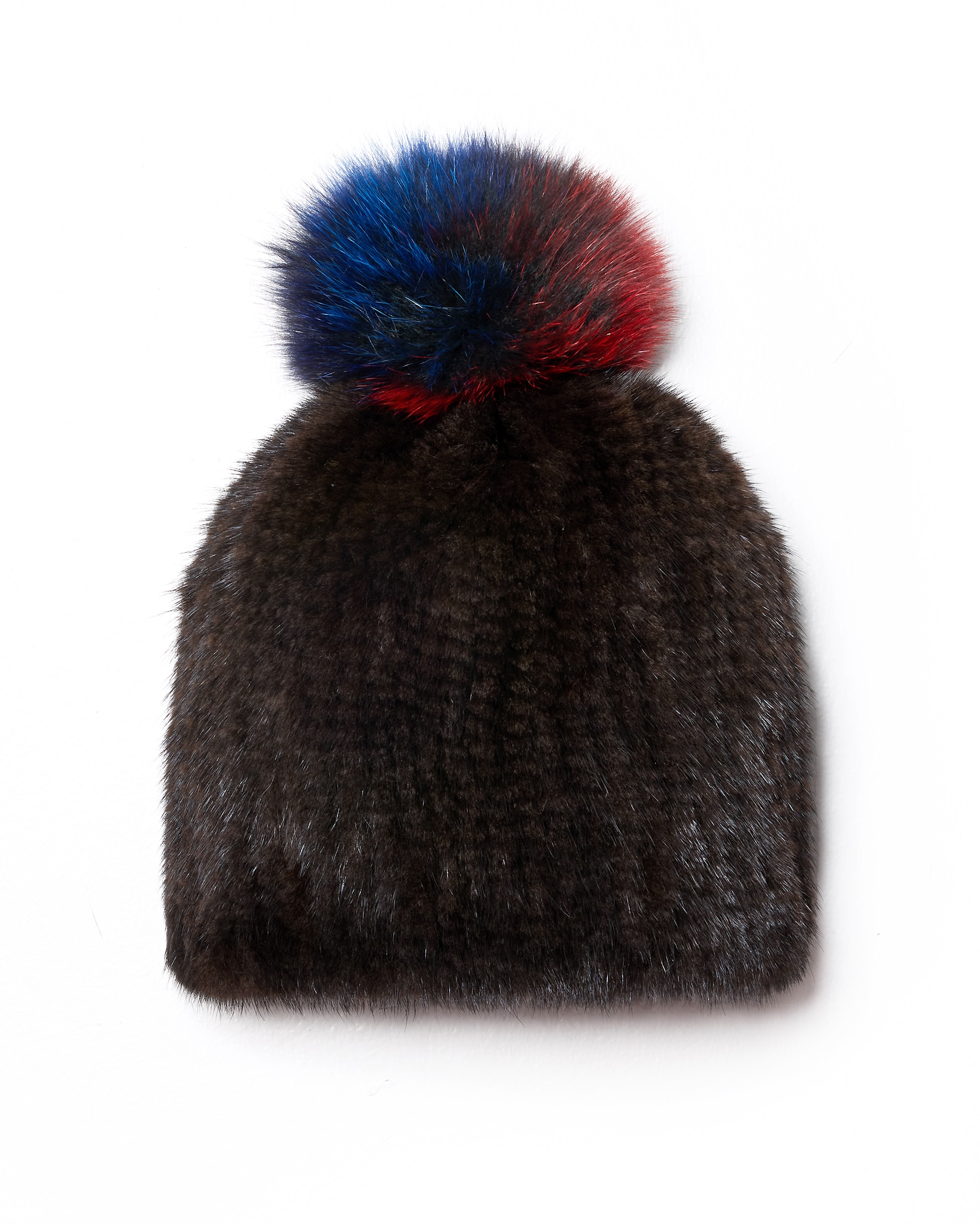 Gorro de pelo de visón en color marrón con pompón de zorro - Maximilian - Marrón Marrón-1