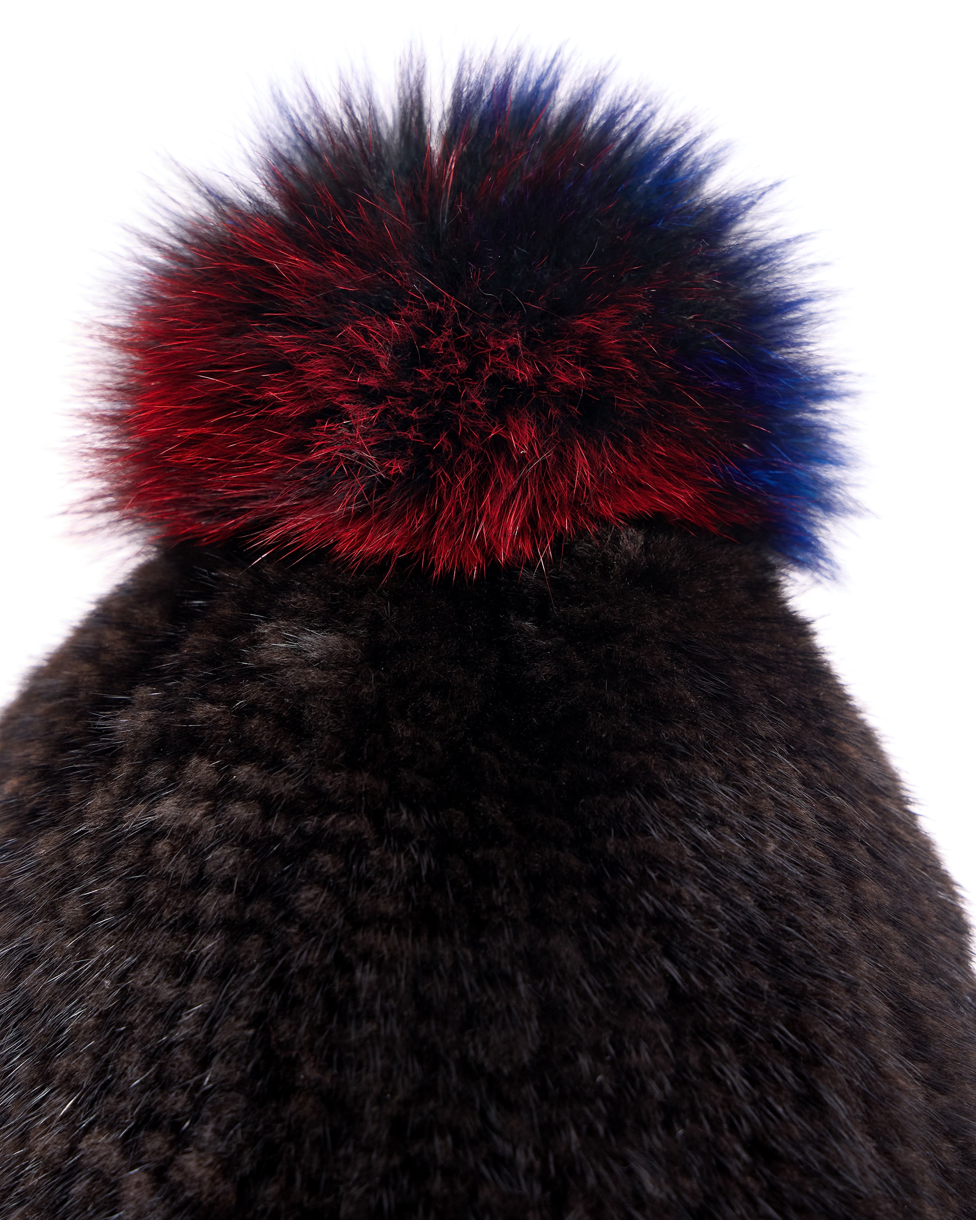 Gorro de pelo de visón en color marrón con pompón de zorro - Maximilian - Marrón Marrón-2