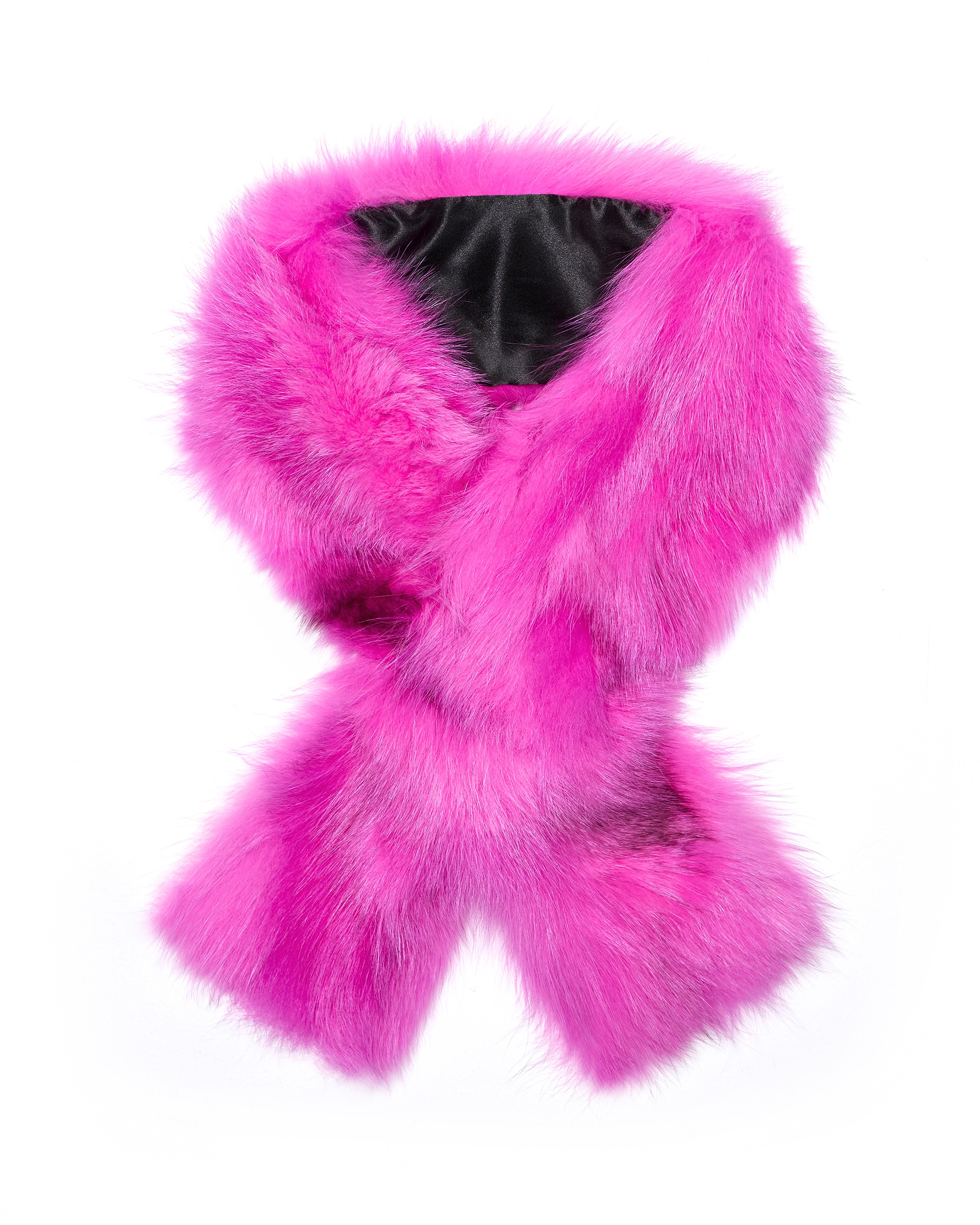Bufanda de pelo de retales de zorro en color - Maximilian - Fucsia Fucsia-1
