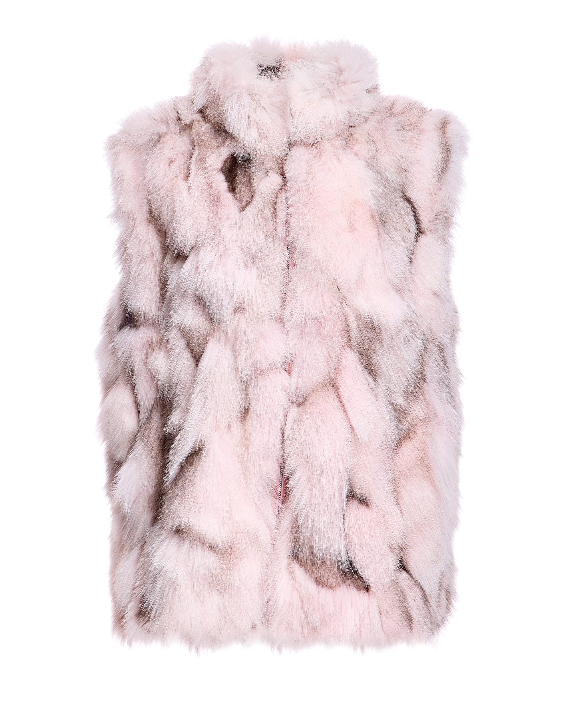 Chaleco de mujer de pelo de zorro con cuello alto y cremallera - Maximilian - Rosa Rosa-6