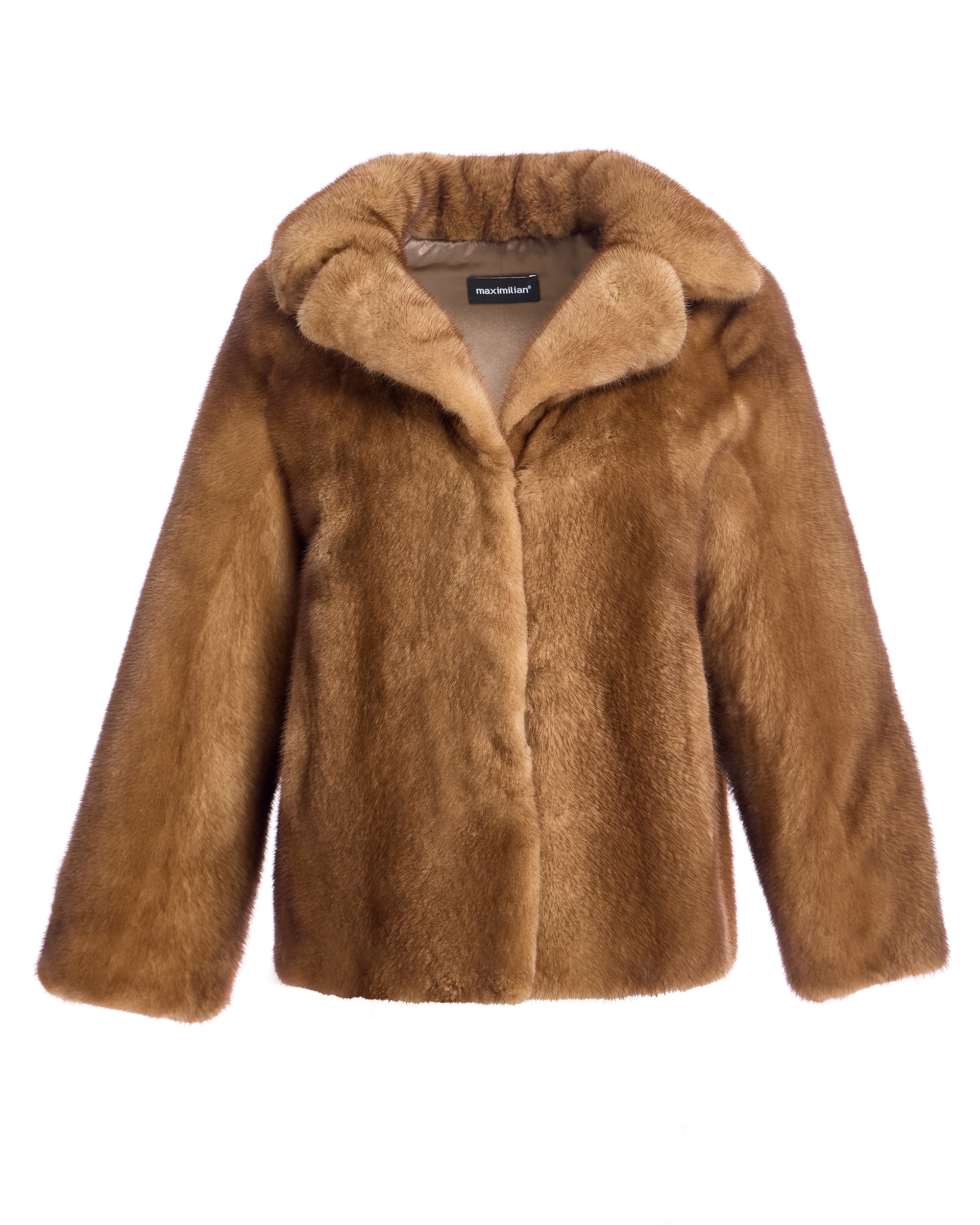Chaqueta de pelo de mujer de visón con cuello solapa - Maximilian - Marrón claro Marrón claro-6