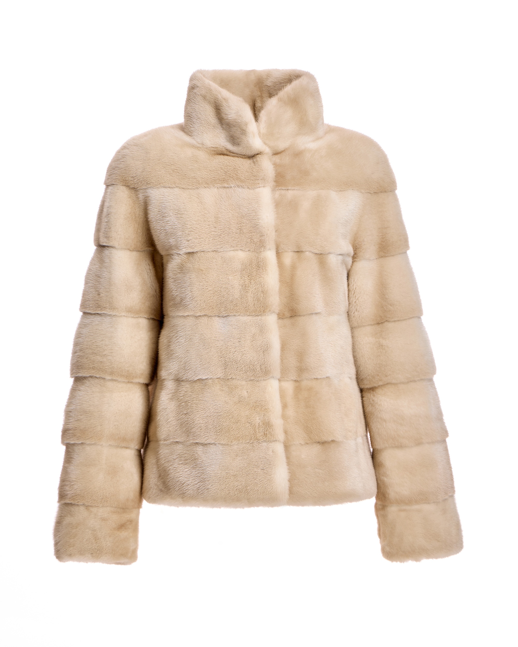 Chaqueta de mujer de pelo de visón horizontal - Maximilian - Crema Crema-6