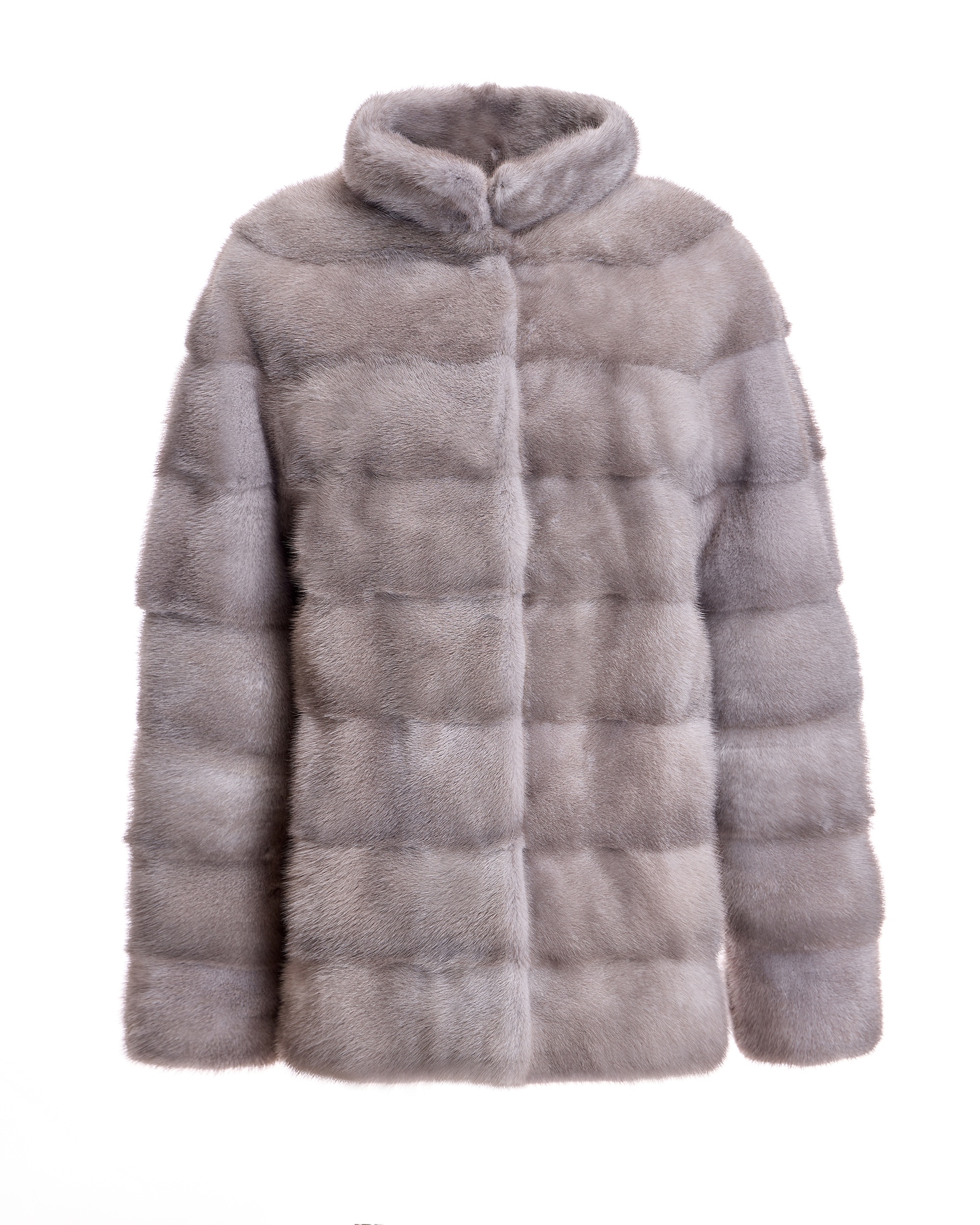 Chaqueta de mujer de pelo de visón horizontal - Maximilian - Gris claro Gris claro-6