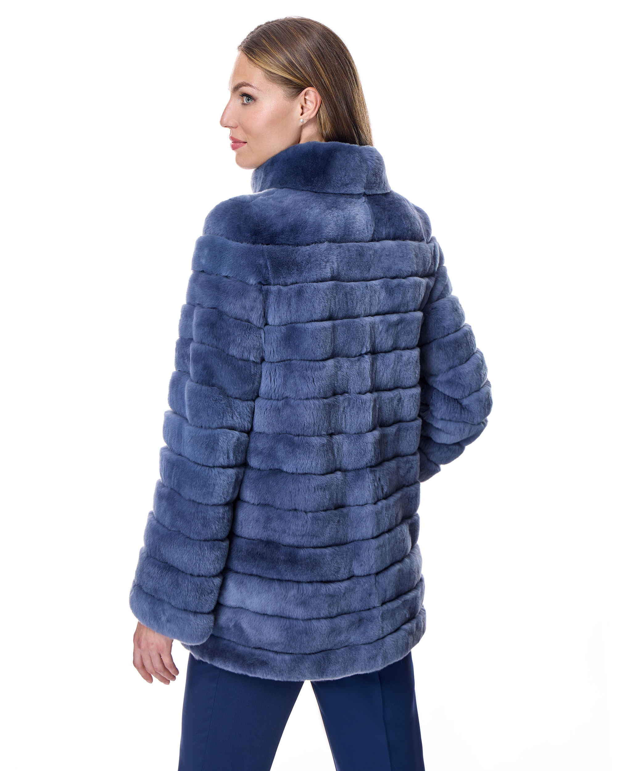Chaquetón de pelo de mujer de rabbit horizontal - Maximilian - Azul Azul-3