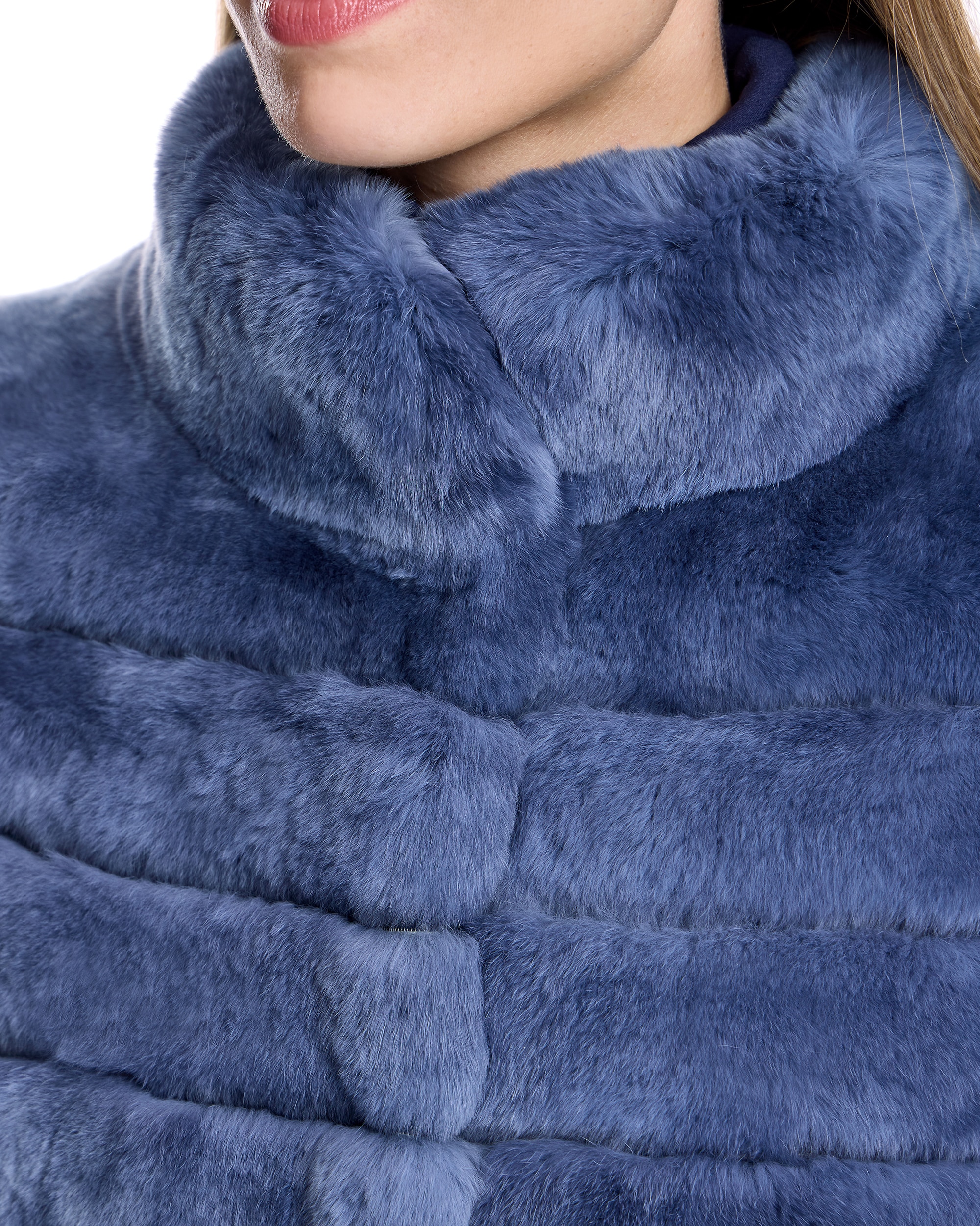 Chaquetón de pelo de mujer de rabbit horizontal - Maximilian - Azul Azul-5