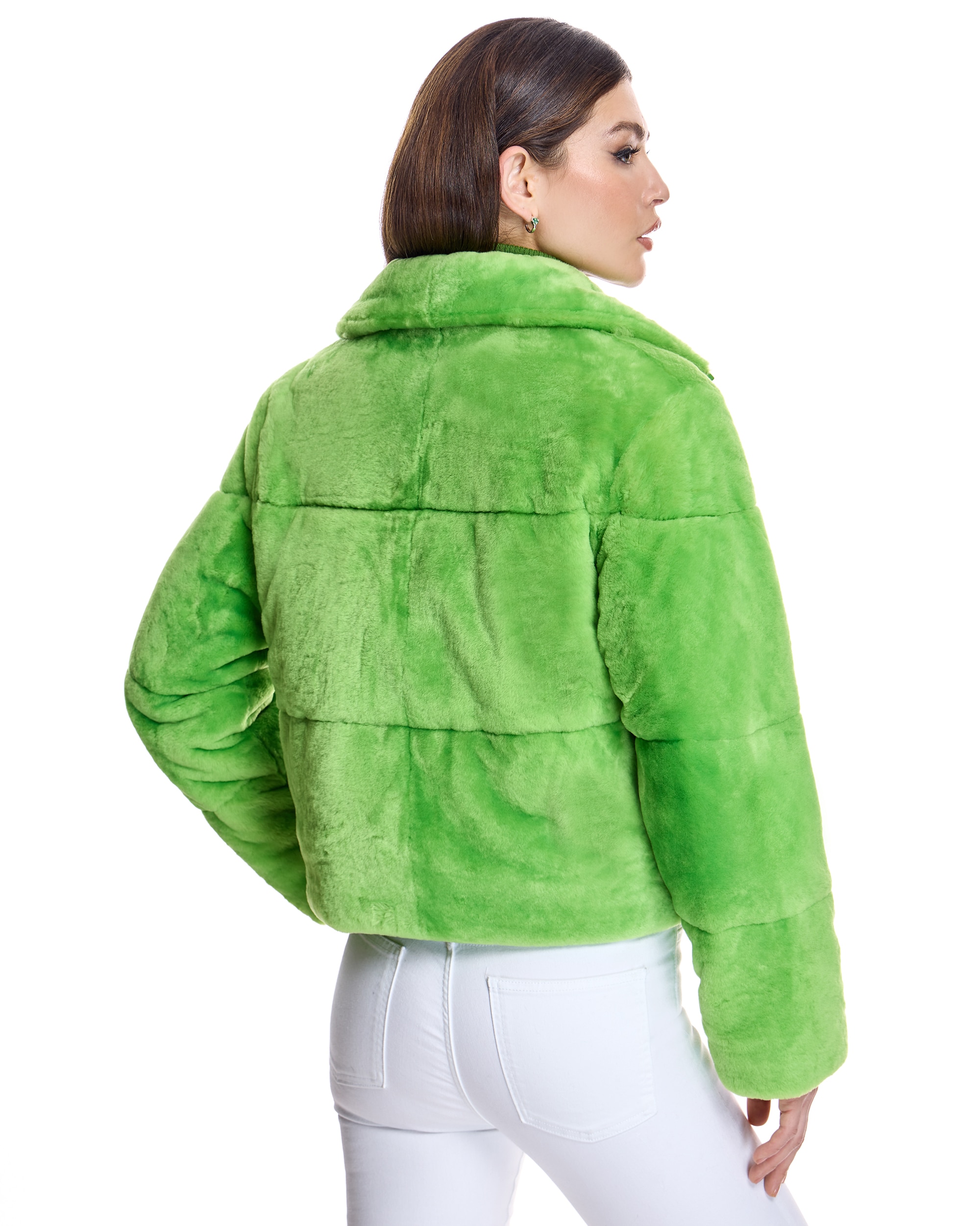 Chaqueta de pelo de mujer reversible de cordero - Maximilian - Verde claro Verde claro-3