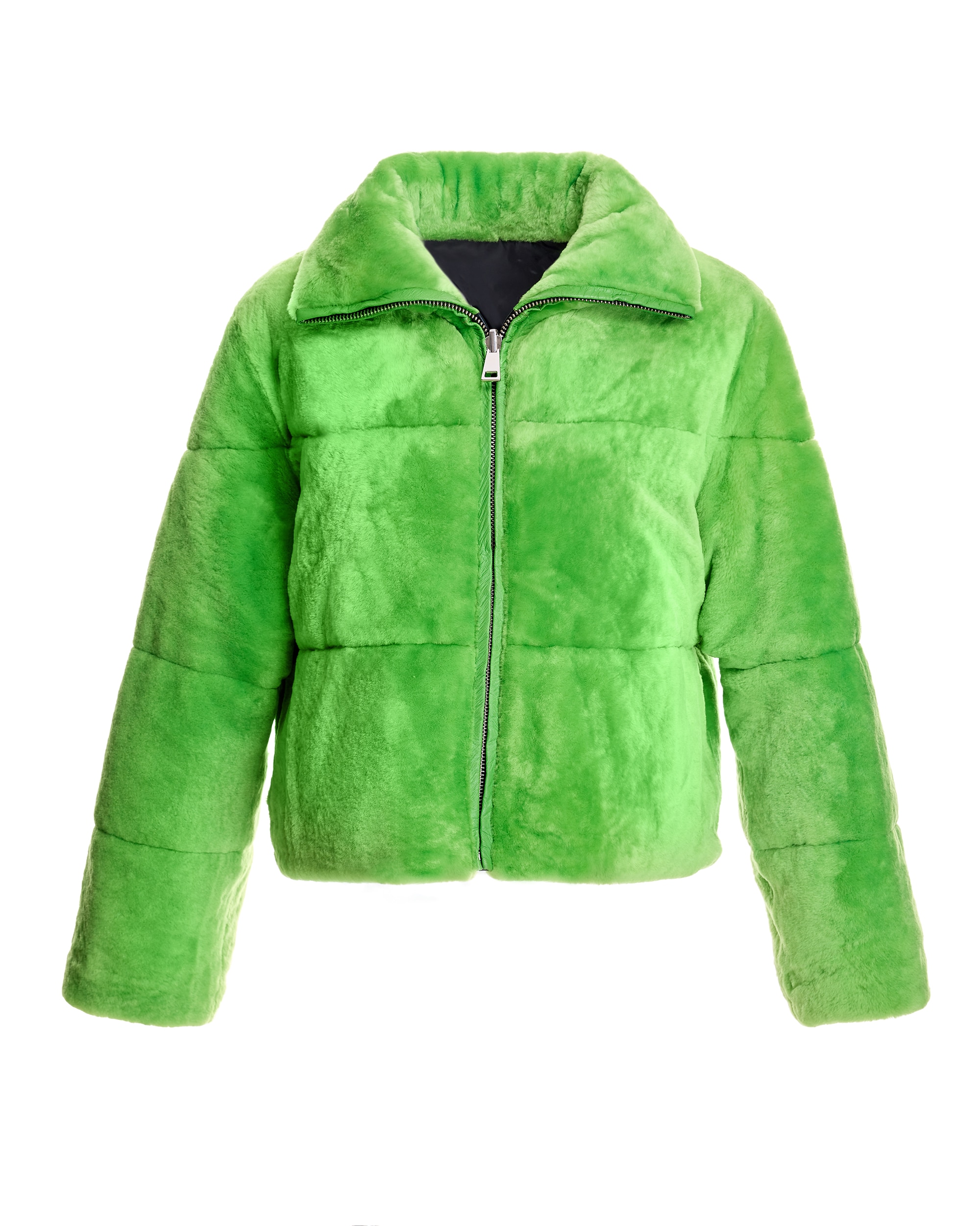 Chaqueta de pelo de mujer reversible de cordero - Maximilian - Verde claro Verde claro-7
