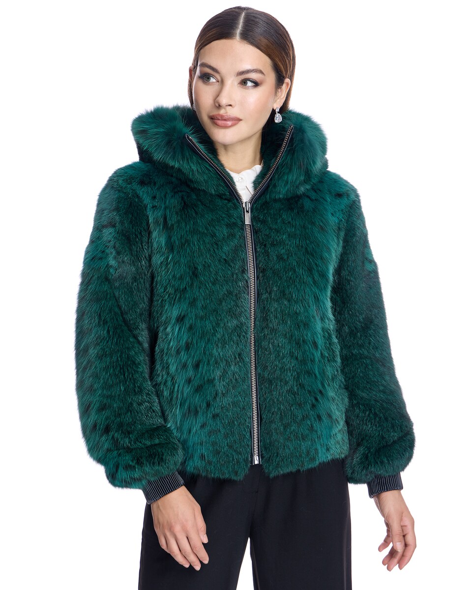 Cazadora de pelo de mujer de lince con capucha · Maximilian · El