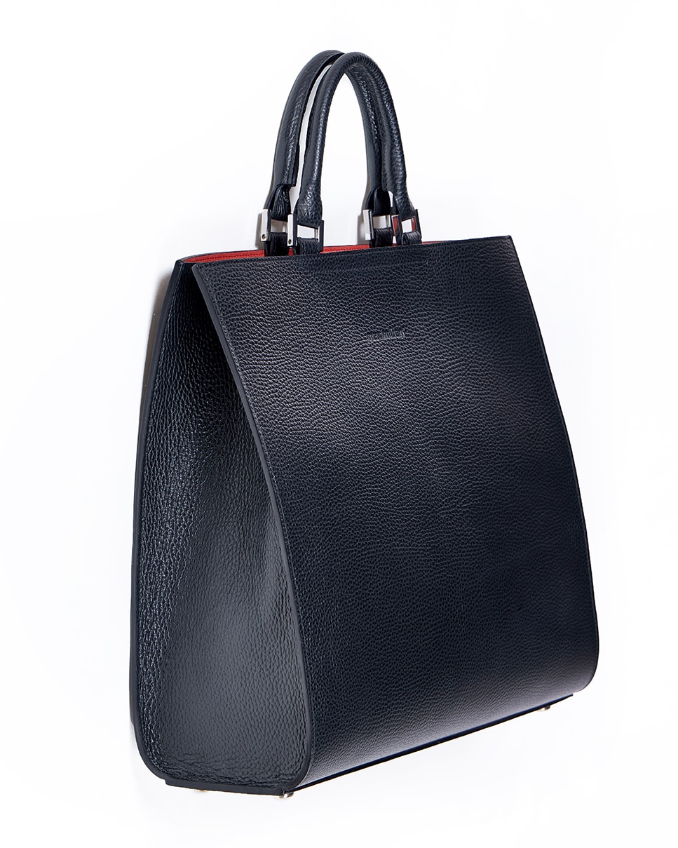 Bolso de mano de cuero con cierre magnético en color - Maximilian - Negro Negro-4