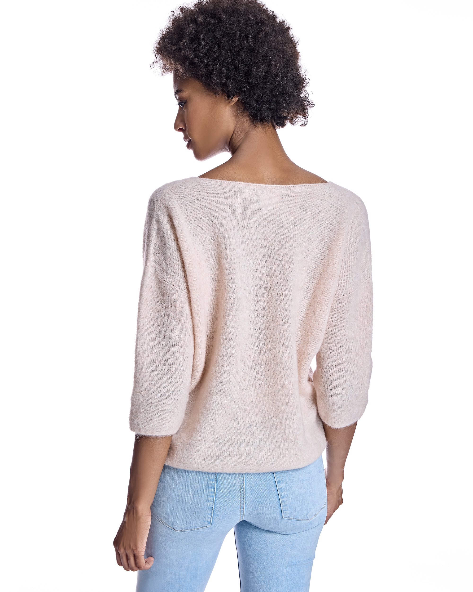 Jersey de mujer con cuello pico y manga francesa - Maximilian - Rosa claro Rosa claro-2