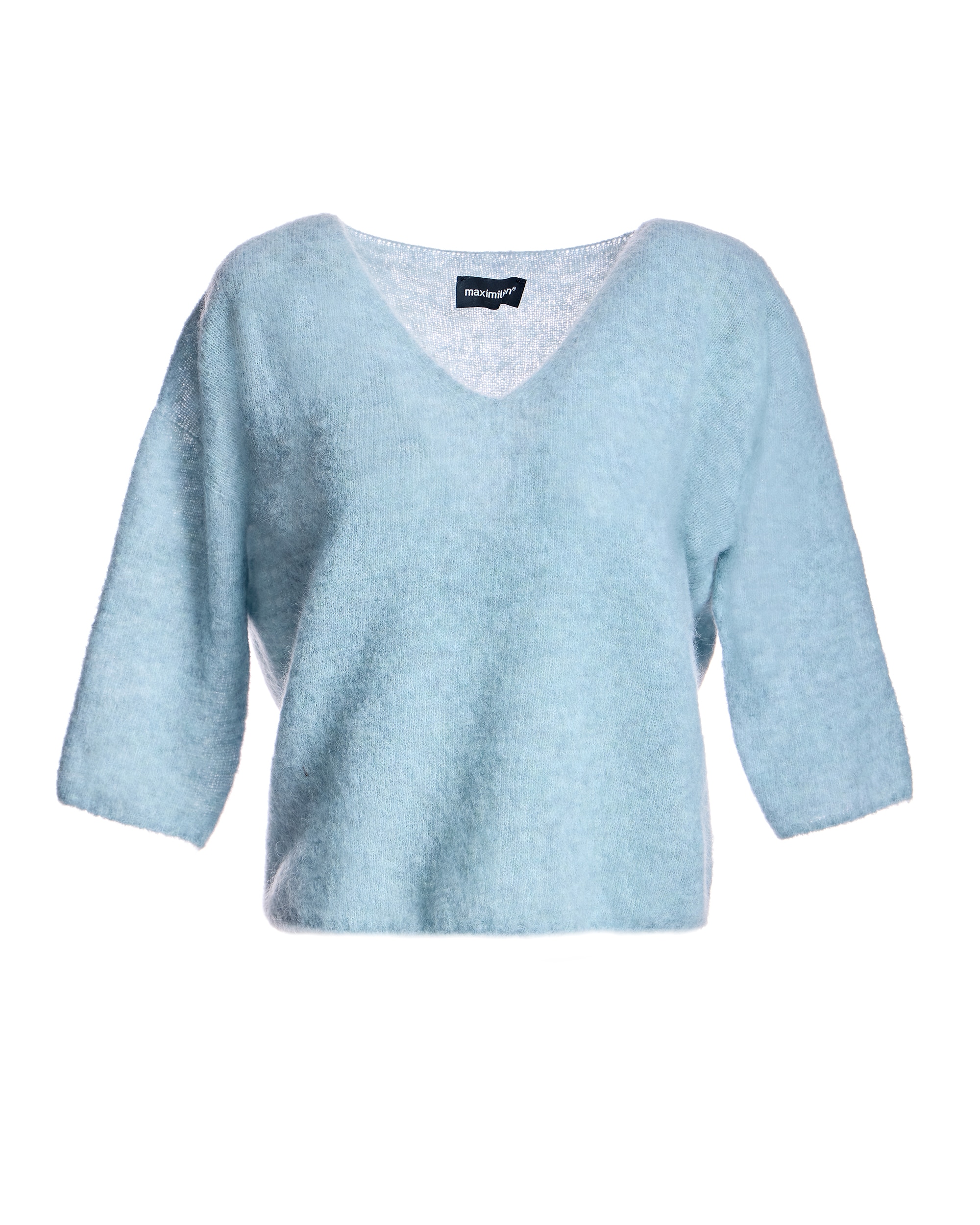Jersey de mujer con cuello pico y manga francesa - Maximilian - Azul claro Azul claro-4