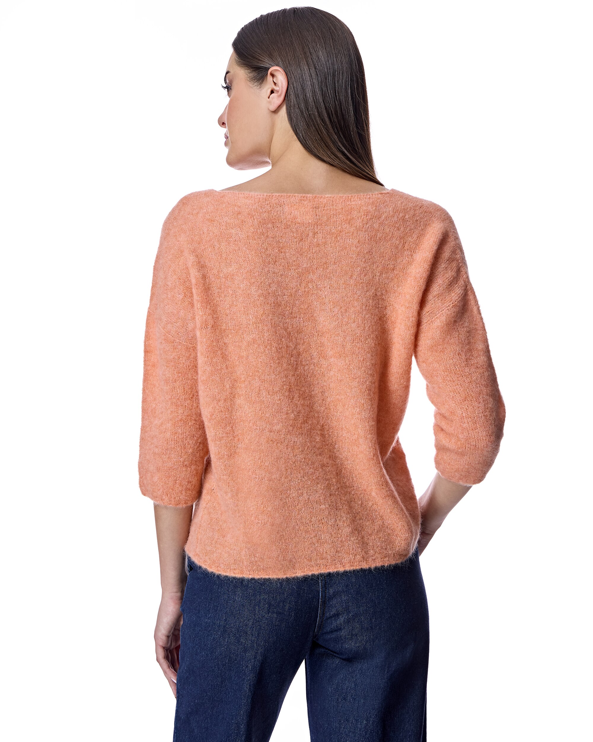 Jersey de mujer con cuello pico y manga francesa - Maximilian - Naranja Naranja-3