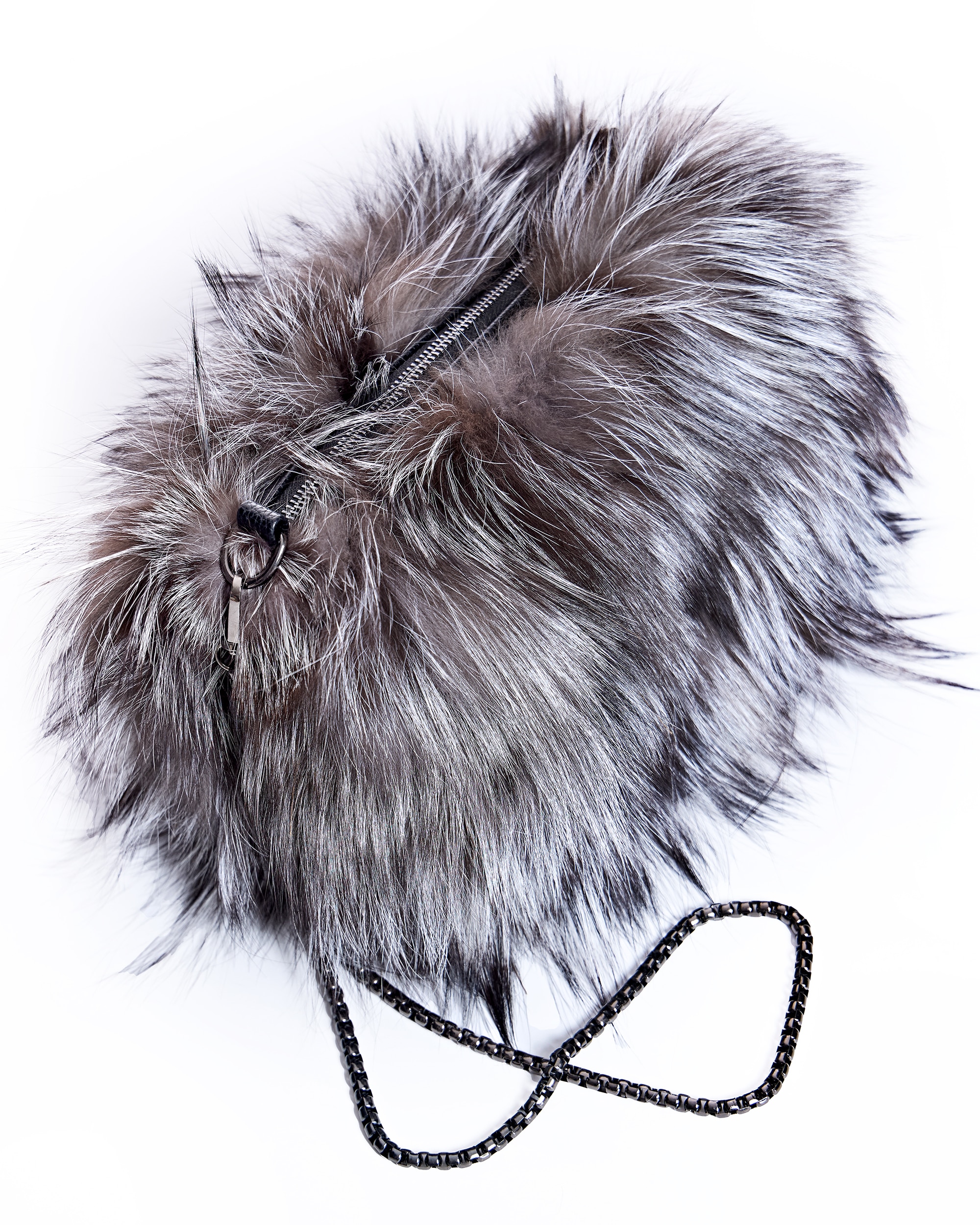 Bolso de fiesta de pelo de zorro, en color natural - Maximilian - Gris Gris-1