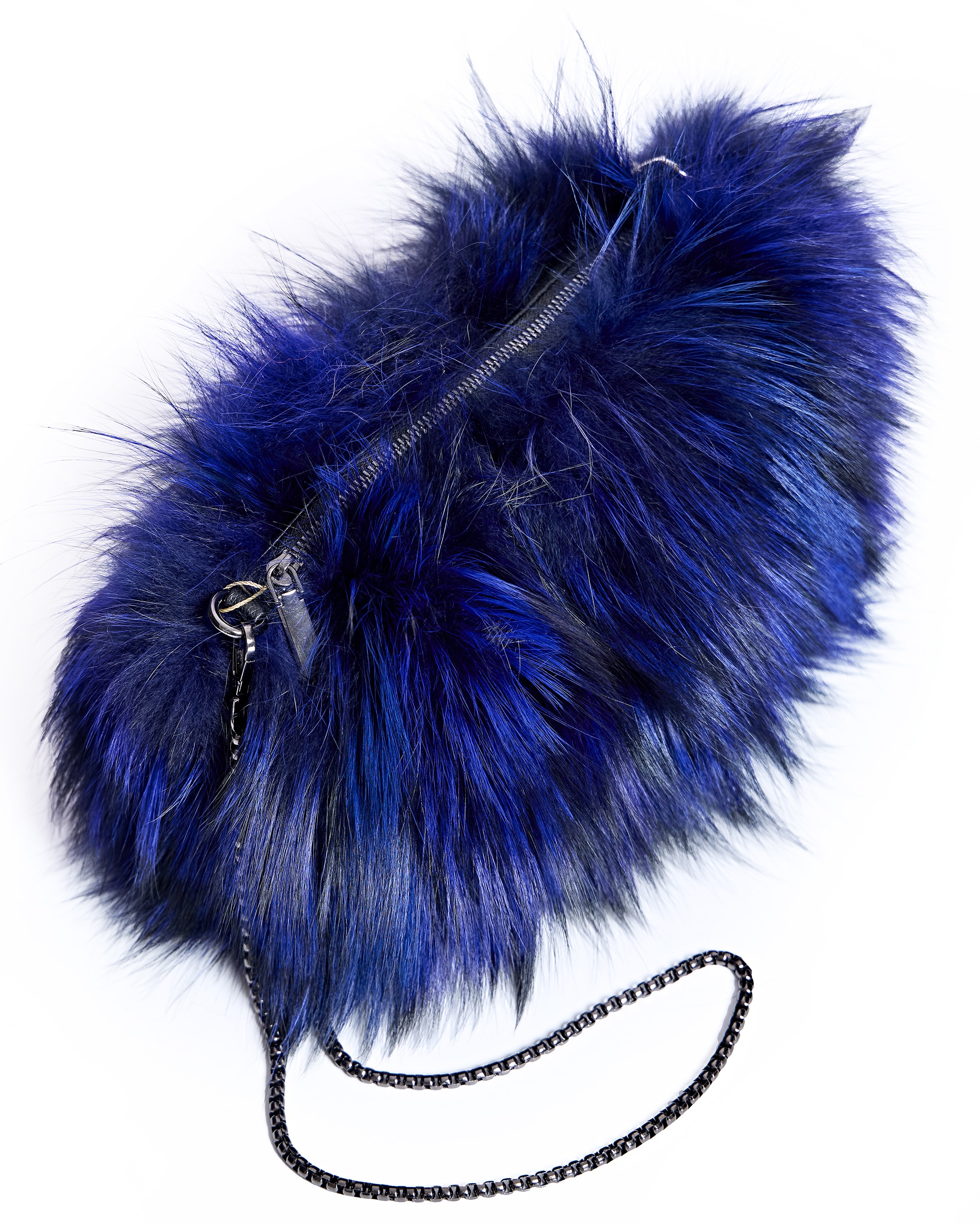 Bolso de fiesta de pelo de zorro, en color - Maximilian - Azul Azul-1