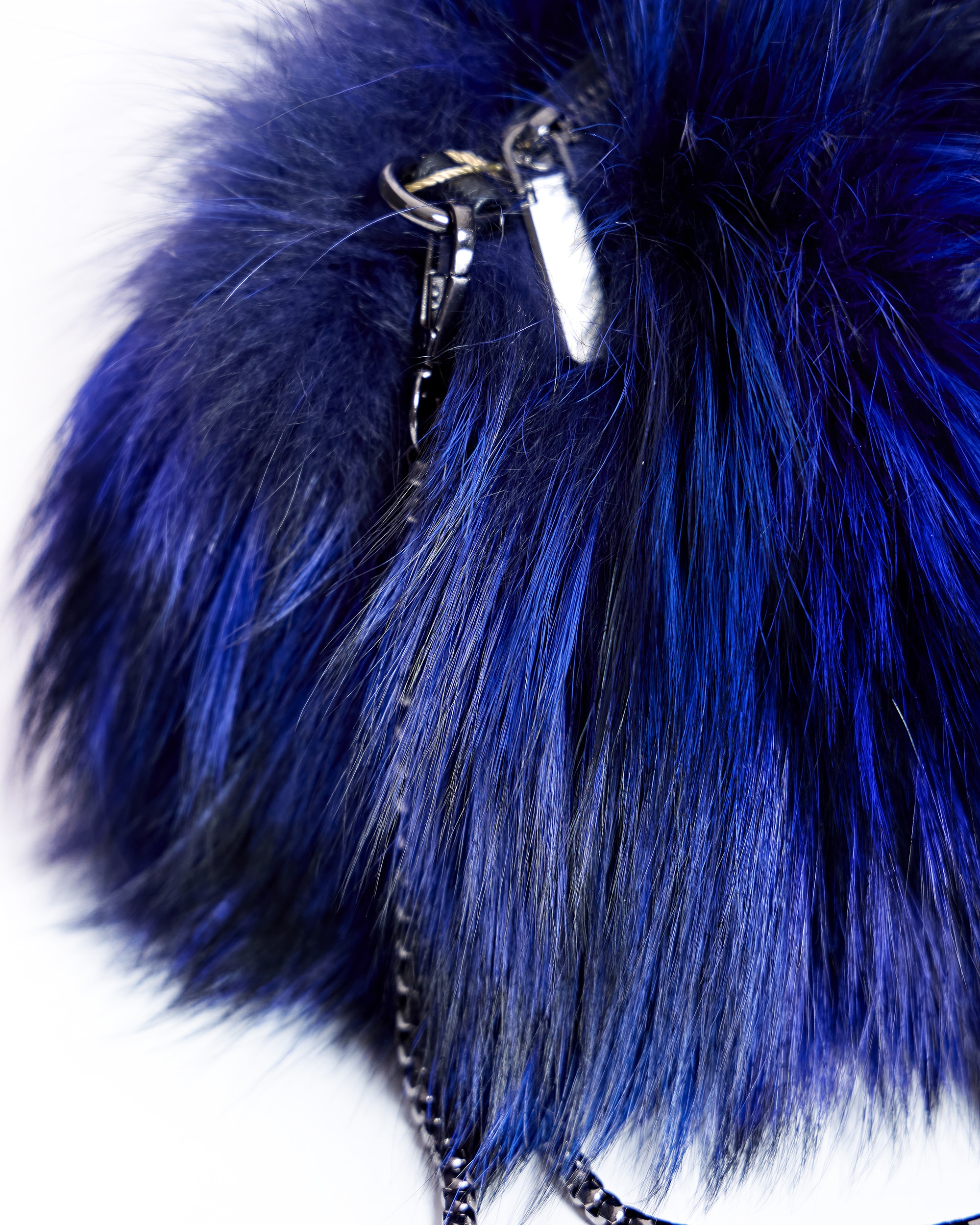 Bolso de fiesta de pelo de zorro, en color - Maximilian - Azul Azul-2