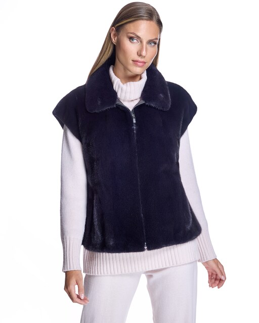 Imagen 0 de Chaleco de piel de mujer de visón con hombro caído