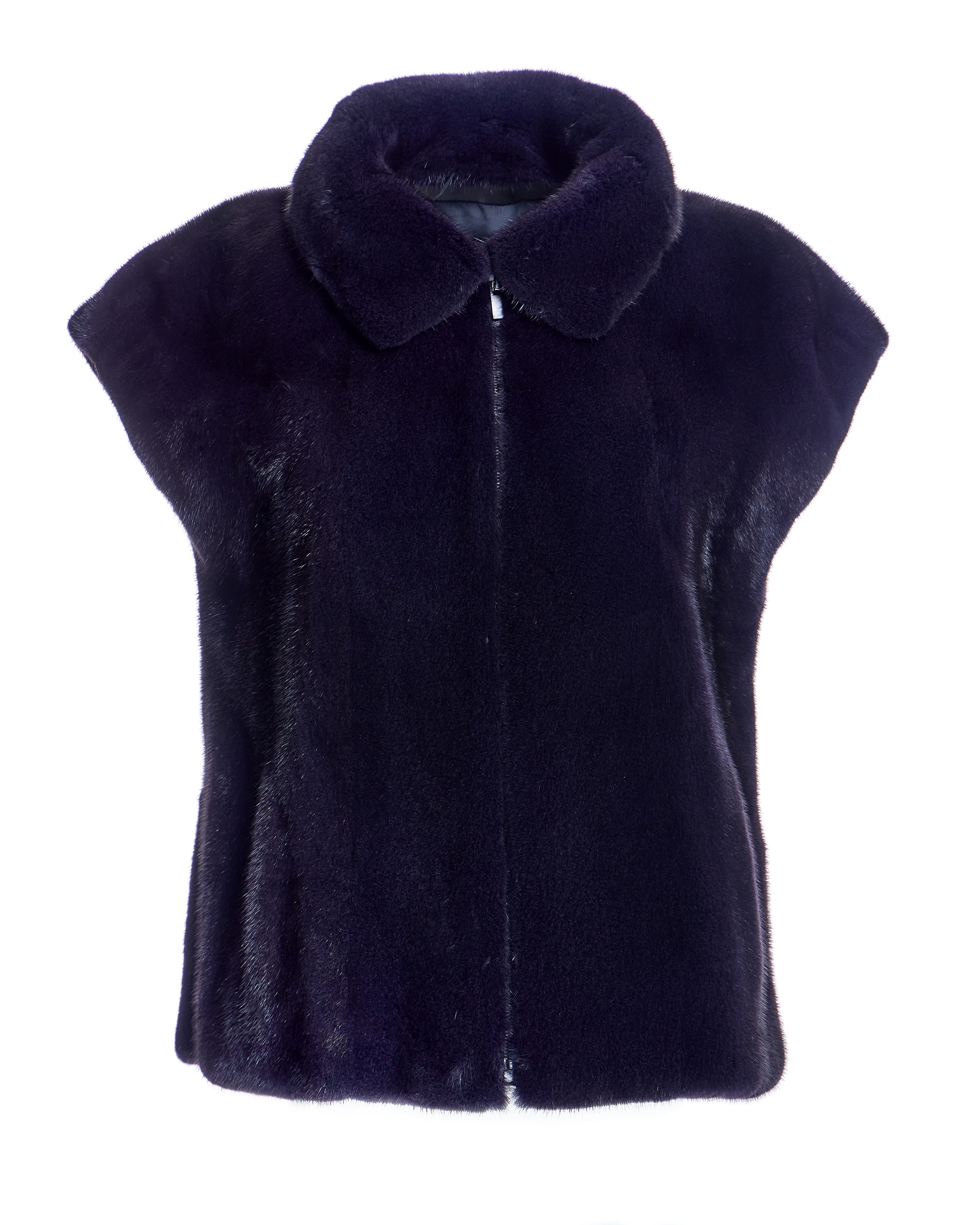 Chaleco de pelo de mujer de visón con hombro caído - Maximilian - Morado Morado-6