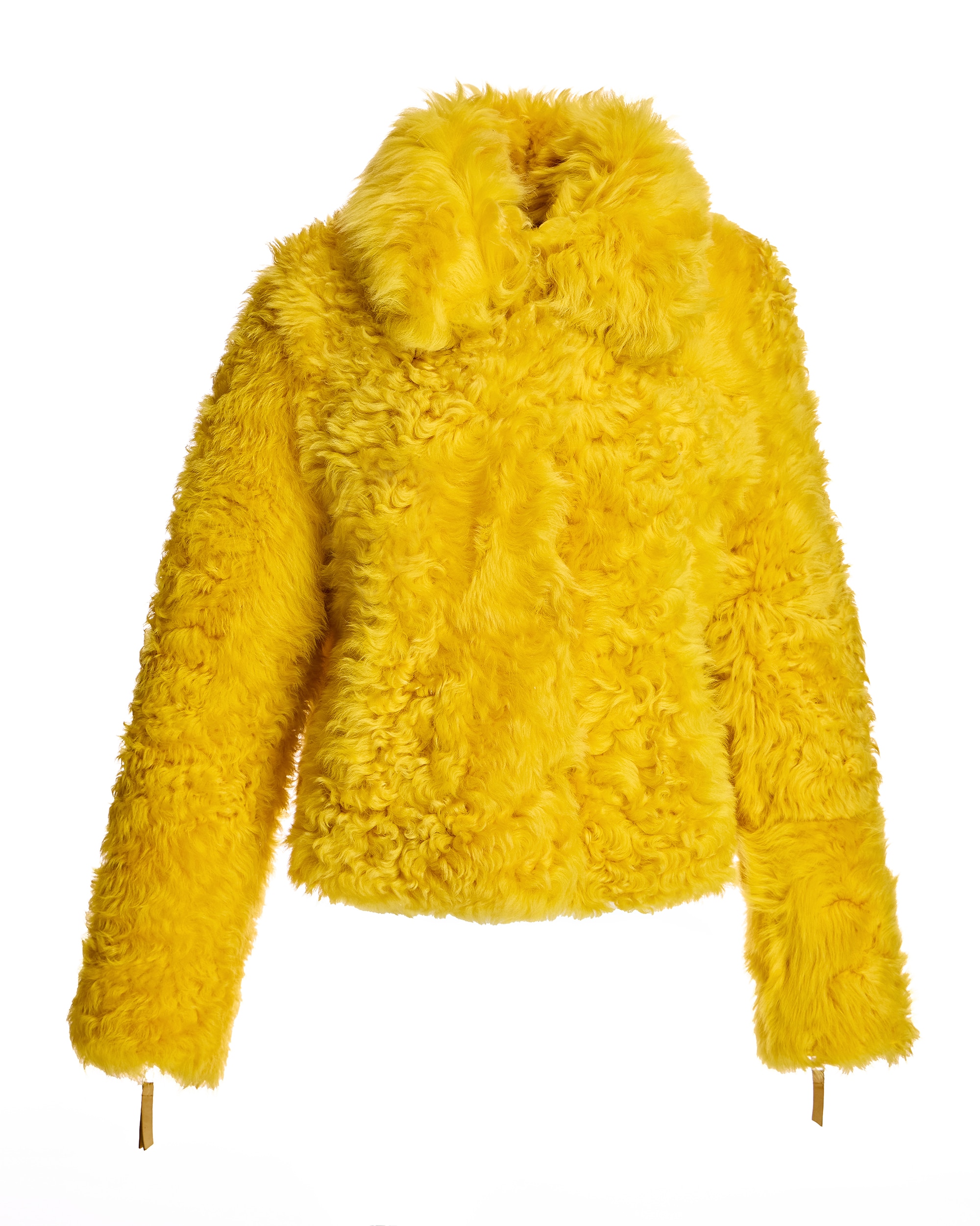 Chaqueta de pelo de mujer de cordero reversible - Maximilian - Amarillo Amarillo-7