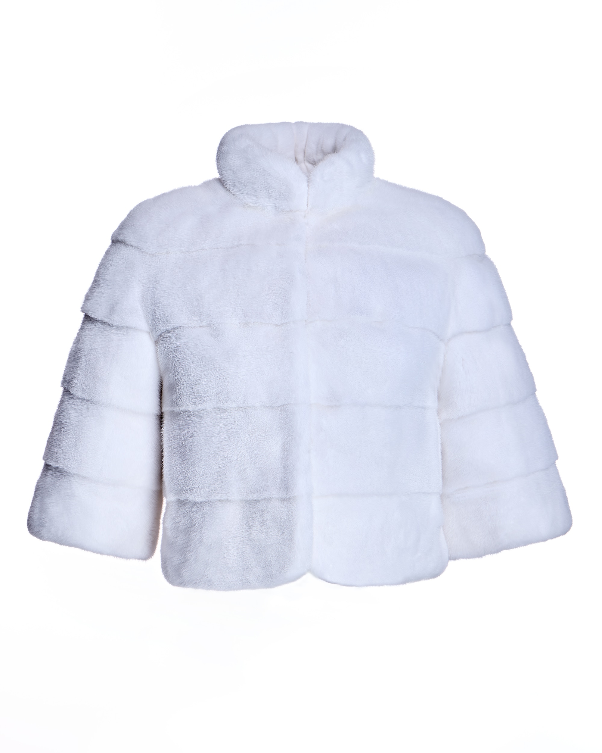 Bolero de mujer de pelo de visón en horizontal con manga francesa - Maximilian - Blanco Blanco-6