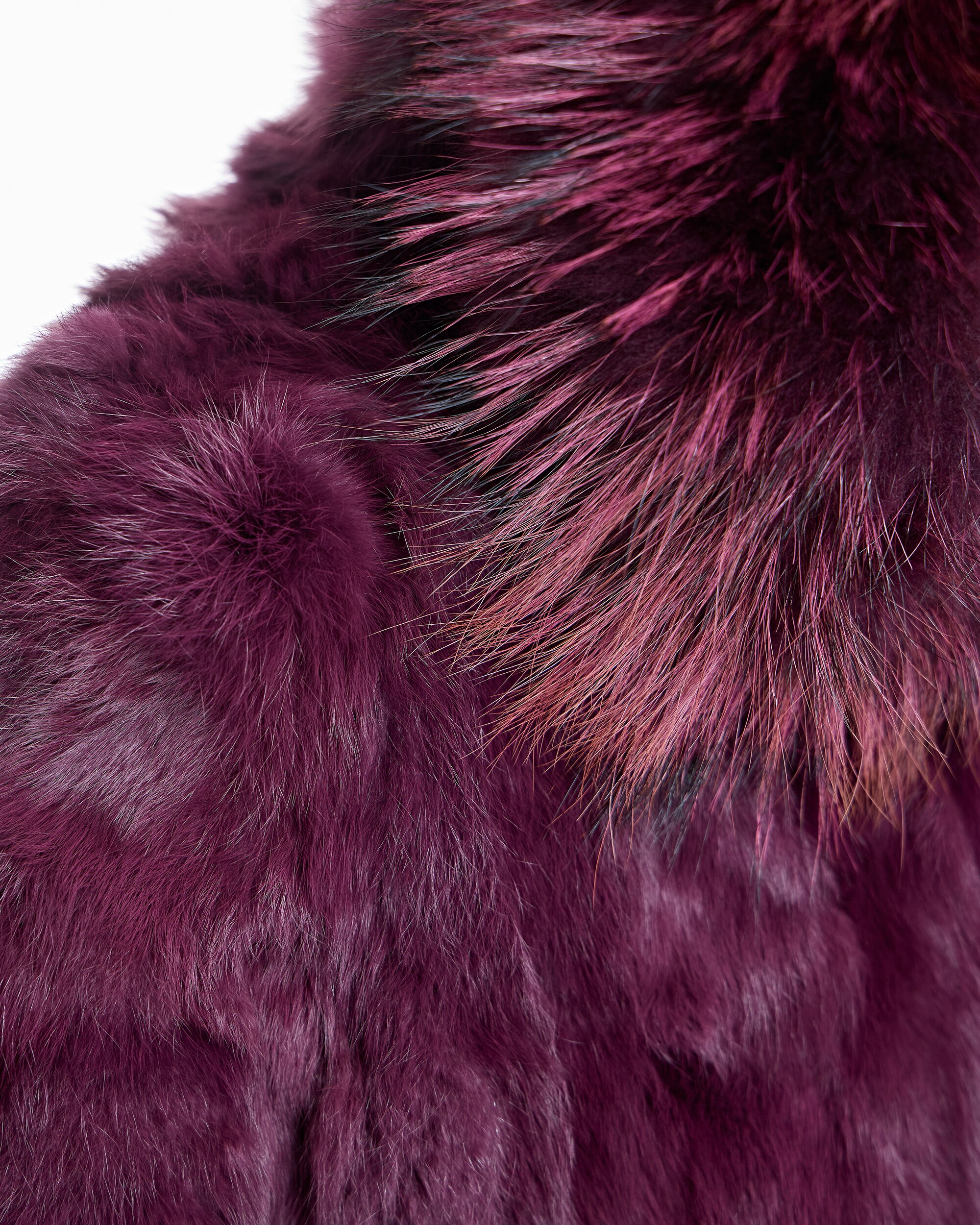 Chaqueta de mujer de pelo de conejo con capucha ribeteada en raccoon - Maximilian - Purpura Purpura-5