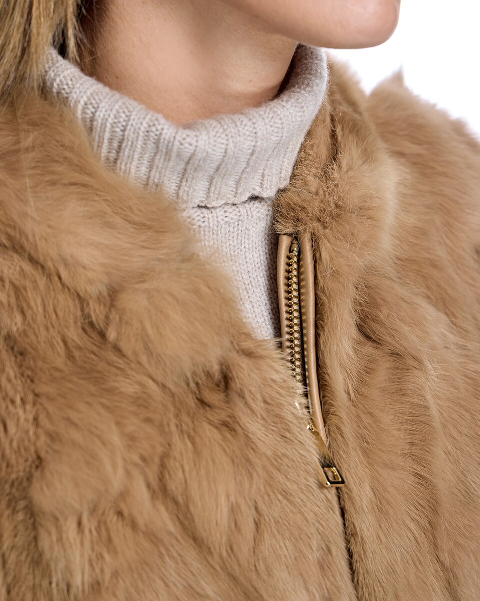 Abrigo Chaleco Pelo Conejo Sfera Chaleco De Pelo De Mujer De