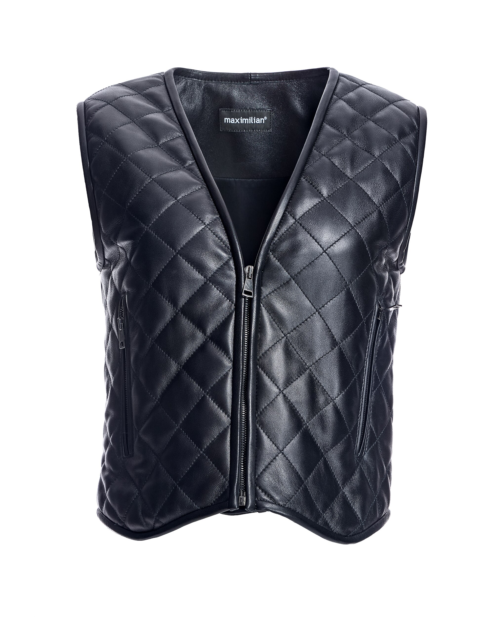 Chaleco de mujer de piel con efecto acolchado - Maximilian - Negro Negro-5