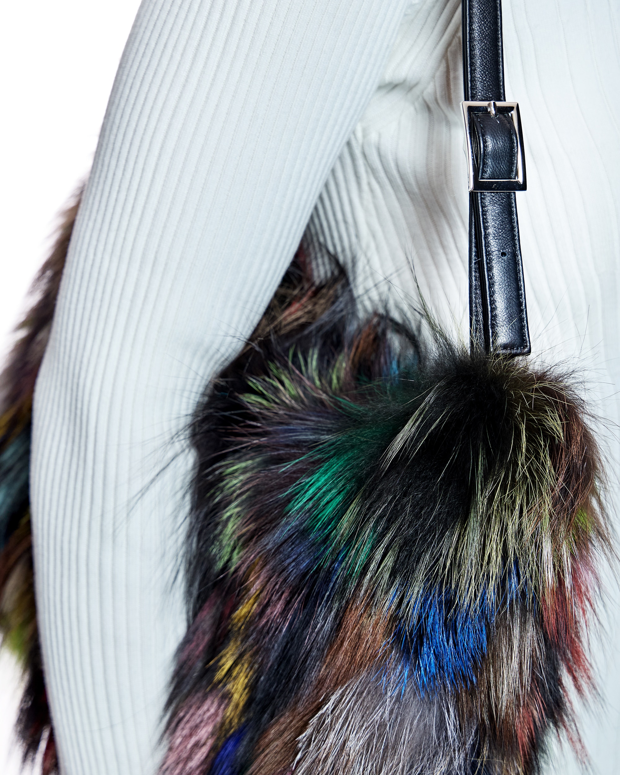 Bolso de hombro de pelo de zorro - Maximilian - Multicolor Multicolor-3
