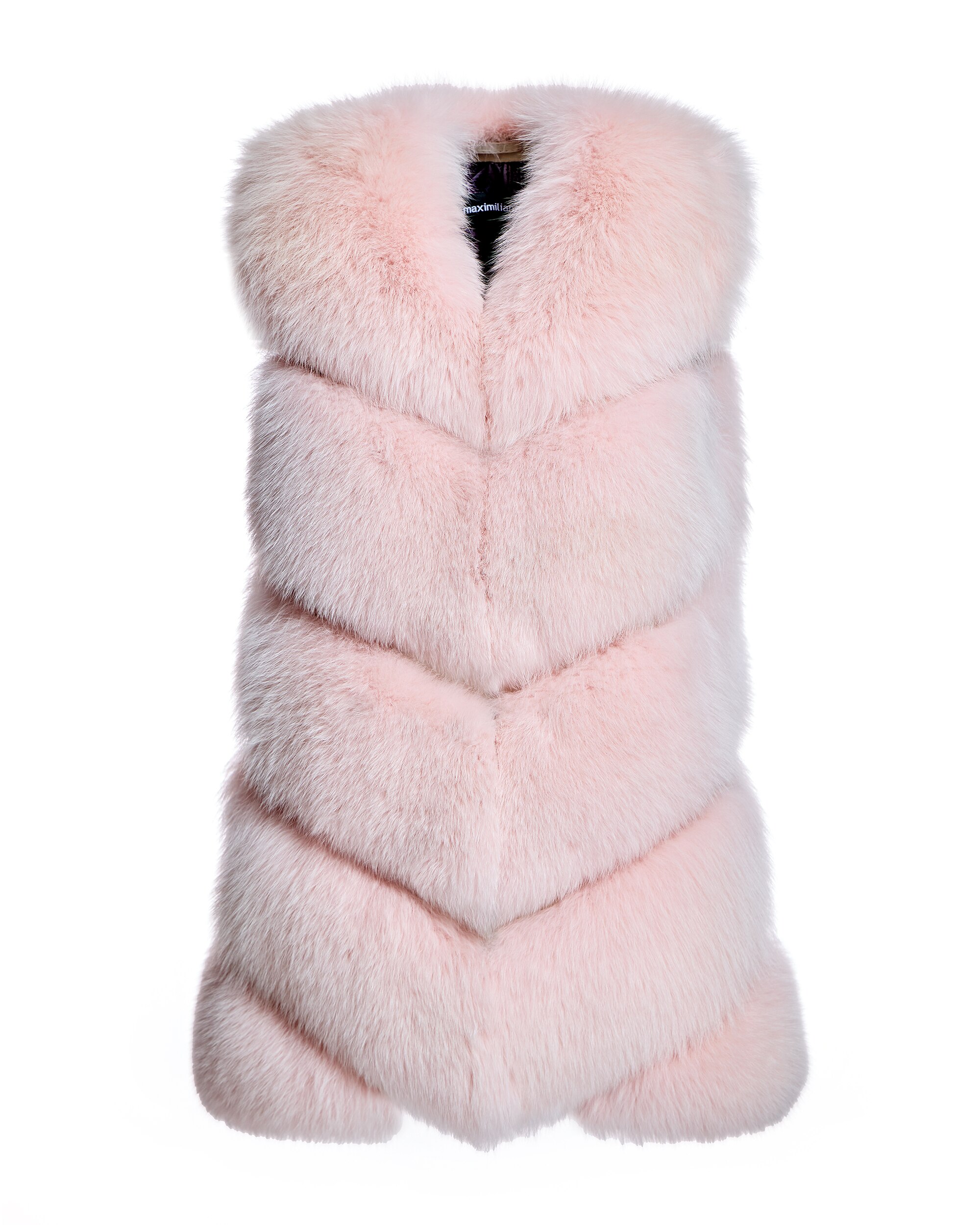 Chaleco de mujer de pelo de zorro en espiga - Maximilian - Rosa claro Rosa claro-6