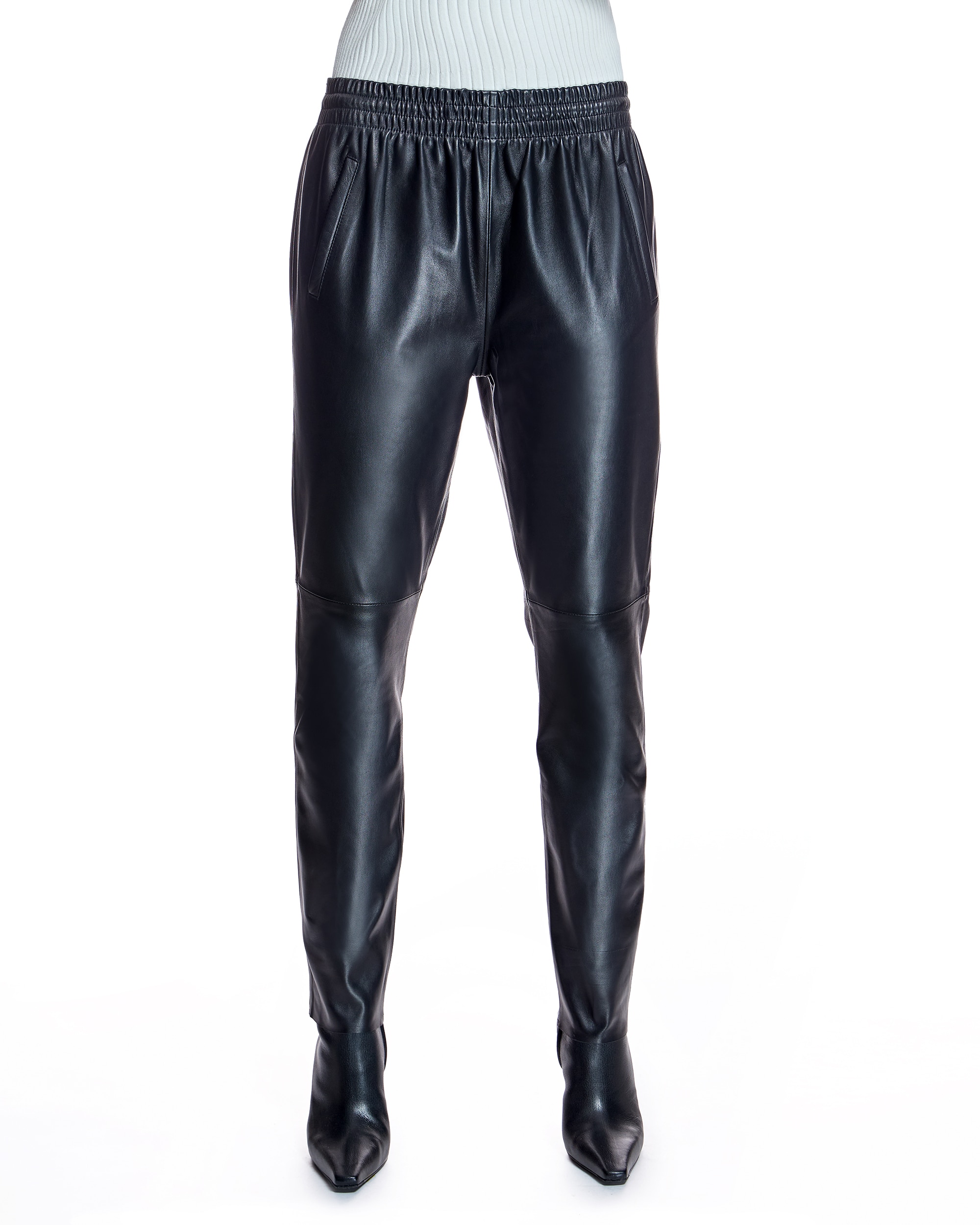 Maximilian - Pantalón de mujer de piel con cintura ajustable.