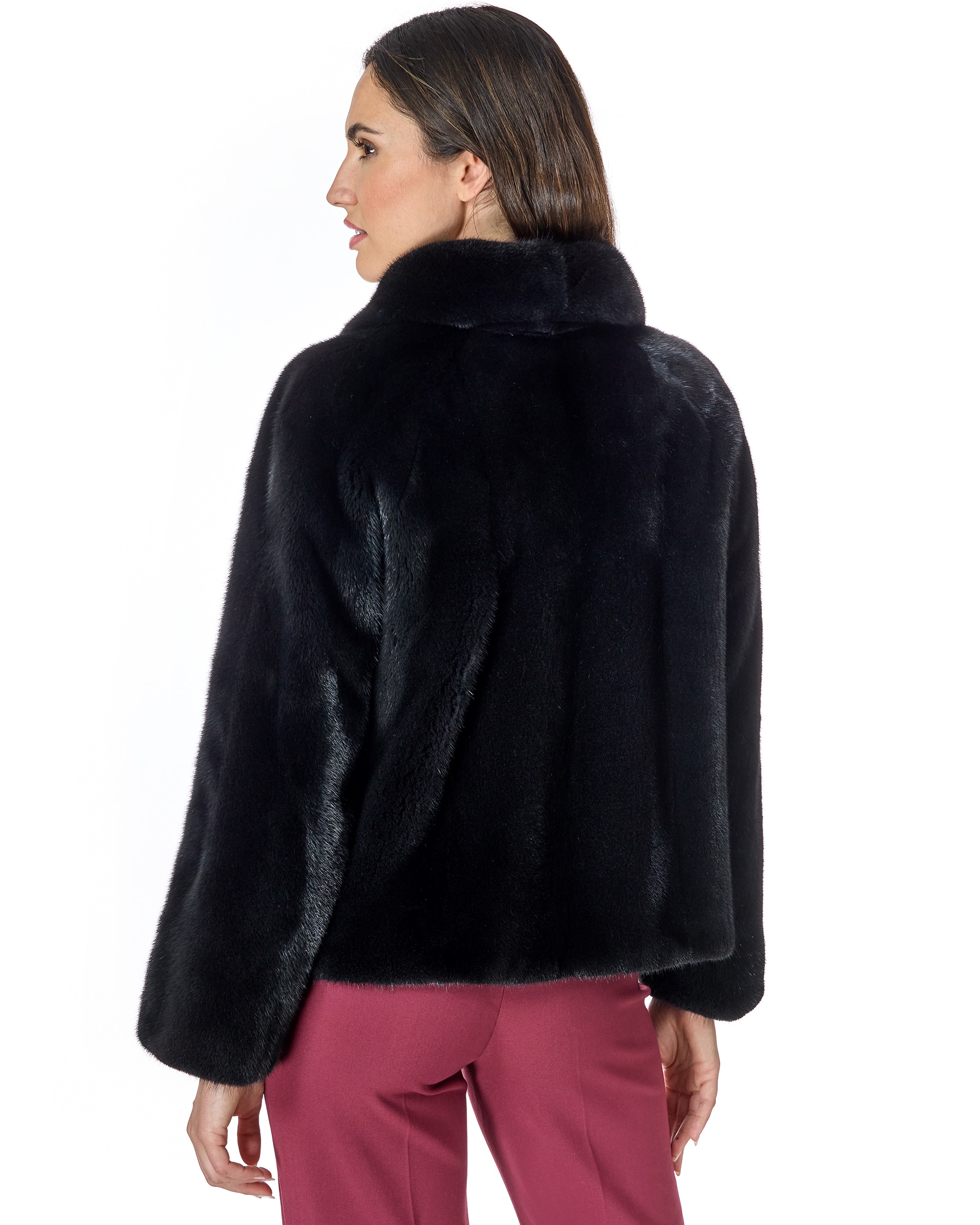 Chaqueta de mujer de pelo de visón con cuello solapa - Maximilian - Negro Negro-3