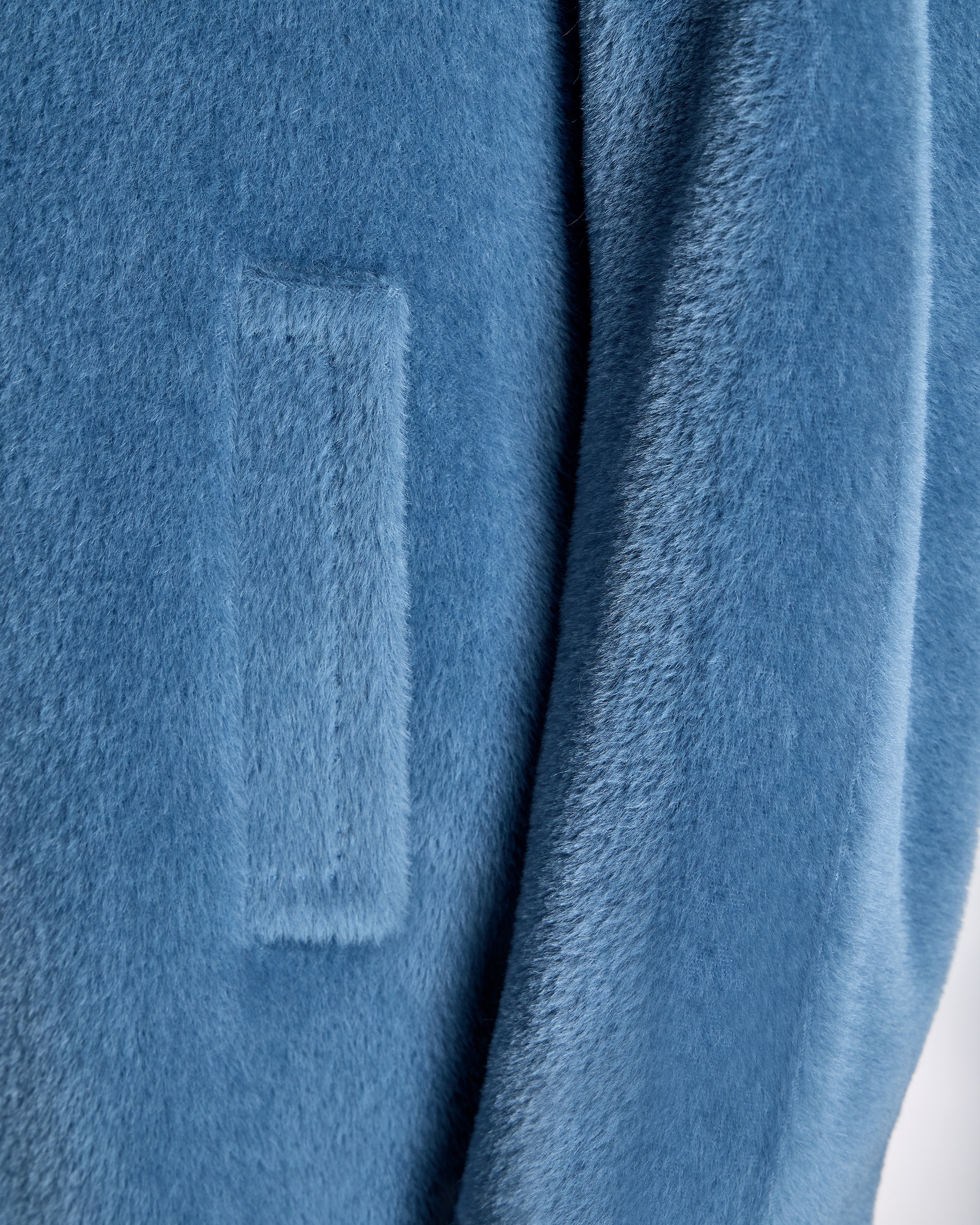 Abrigo de mujer de suri alpaca y lana virgen con cuello solapa - Maximilian - Azul claro Azul claro-5