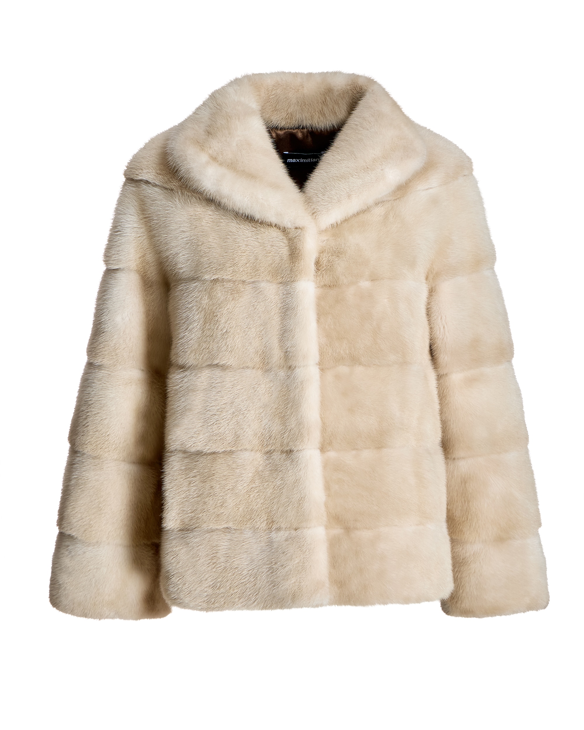Chaqueta de mujer de pelo de visón en horizontal con cuello camisero - Maximilian - Marrón Marrón-6