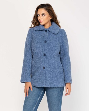 Abrigo de pelo de mujer corto con cuello camisero · Fsh · El Corte