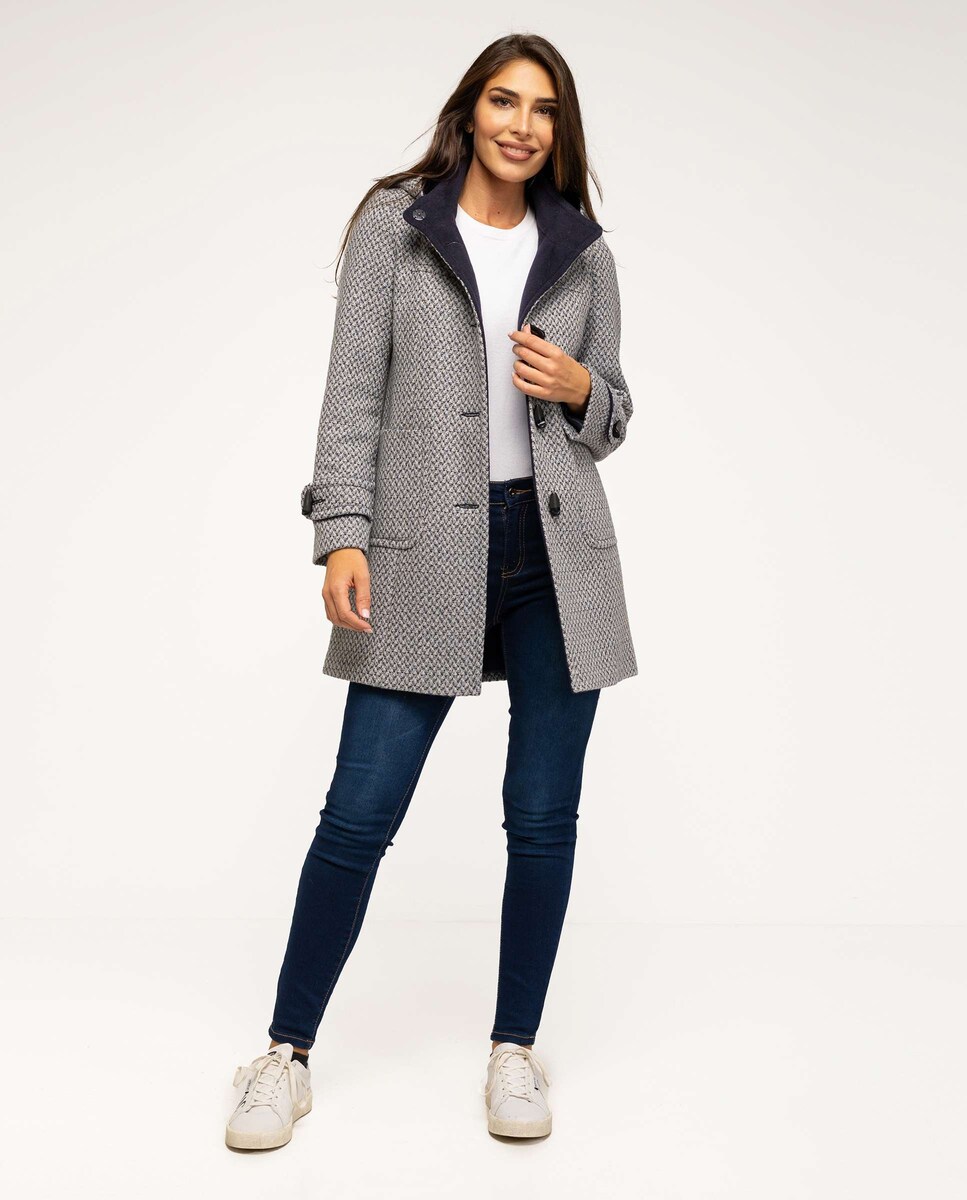 Gris Trenca Mujer Trenca De Mujer Con Capucha Desmontable · Fsh