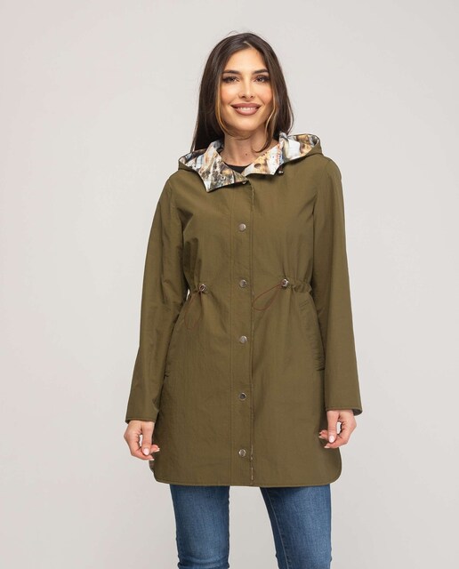 Imagen 0 de Gabardina de mujer reversible con capucha