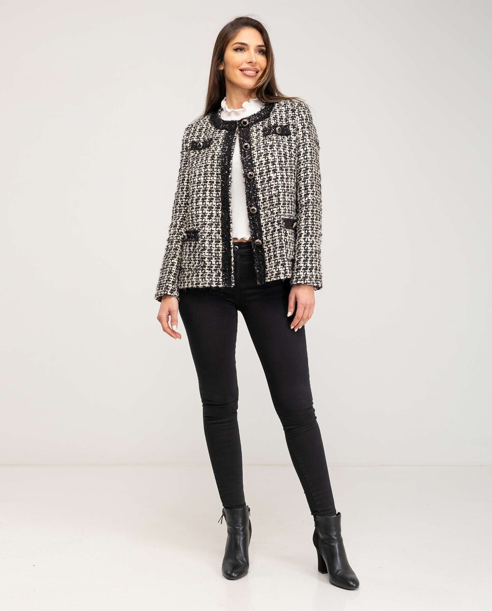 Sfera Chaqueta Tweed Tipo Chanel Estilo Chanel Chaqueta Blanca