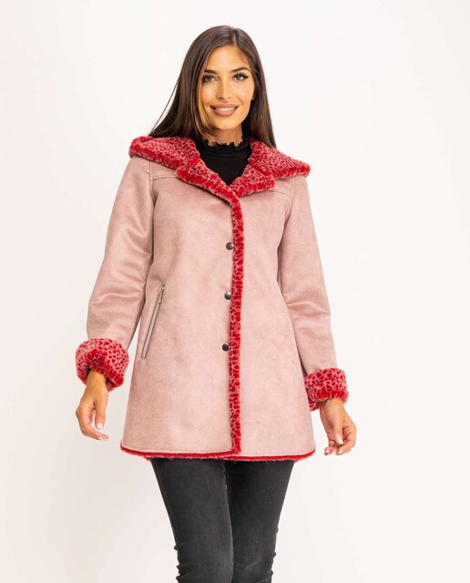 Imagen 0 de Abrigo de mujer en doble faz con capucha