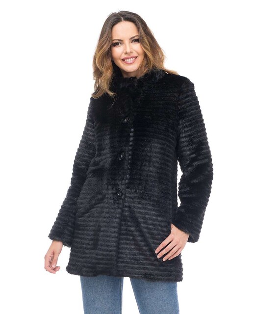 Imagen 0 de Abrigo de mujer de visón sintético con cuello de tira